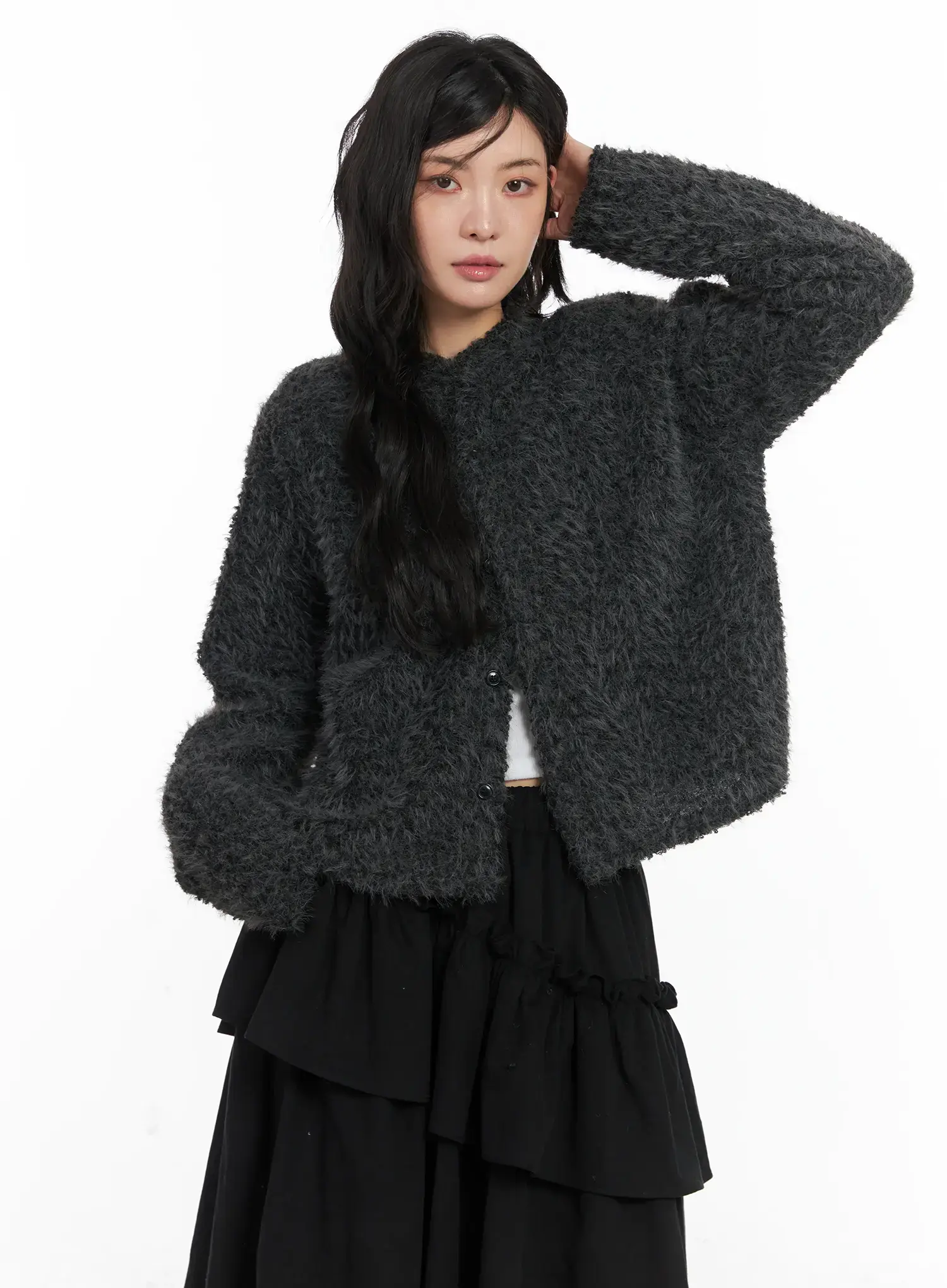 Fluffy Textured Knit Cardigan CD502 - Image 2