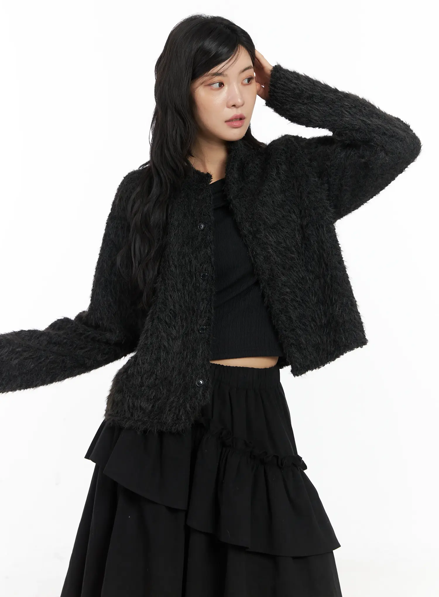 Fluffy Textured Knit Cardigan CD502 - Image 8
