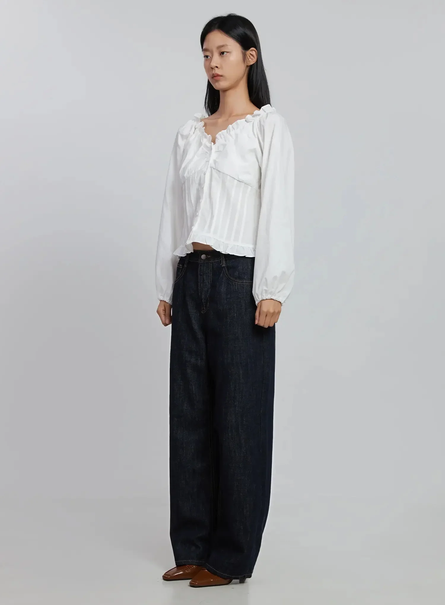 Frill Button Up Blouse ID504 - Image 8