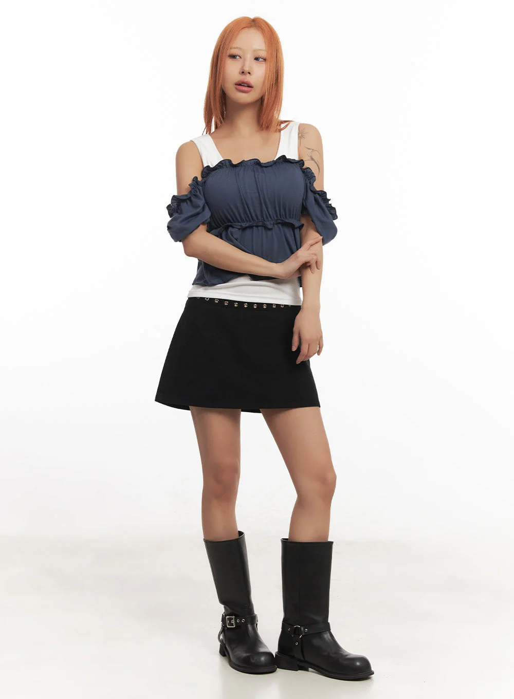Frill Off-Shoulder Crop Blouse Top IA517 - Image 11