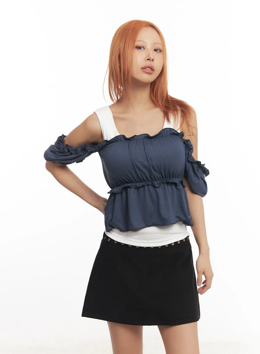 Frill Off-Shoulder Crop Blouse Top IA517 - Image 14
