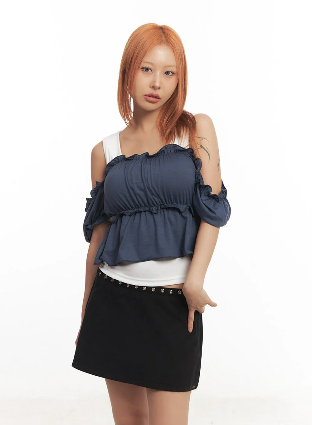 Frill Off-Shoulder Crop Blouse Top IA517 - Image 7