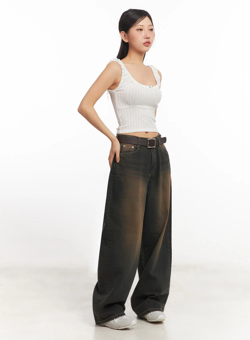 Frill Shirring Crop Tank Top IA524 - Image 13