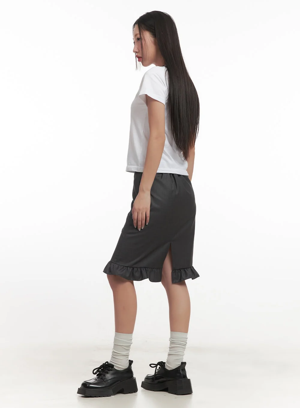 Frill Straight-Fit Midi Skirt CF526 - Image 4