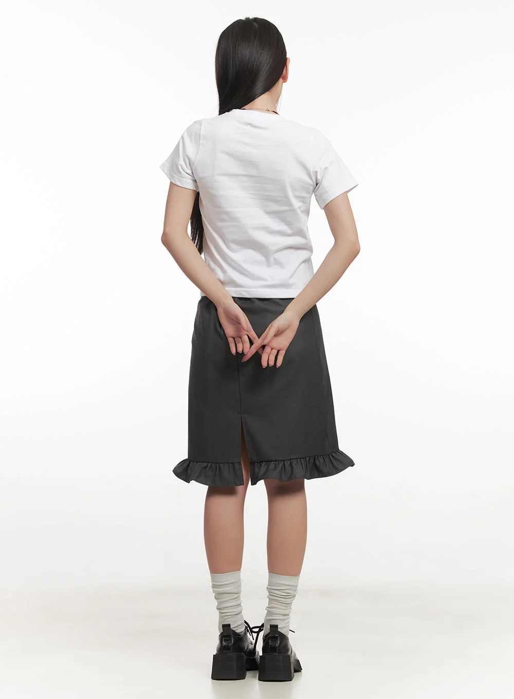 Frill Straight-Fit Midi Skirt CF526 - Image 5