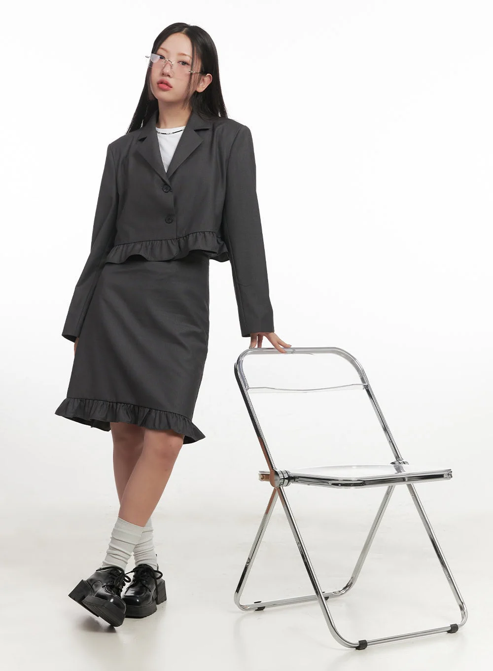 Frill Straight-Fit Midi Skirt CF526 - Image 6