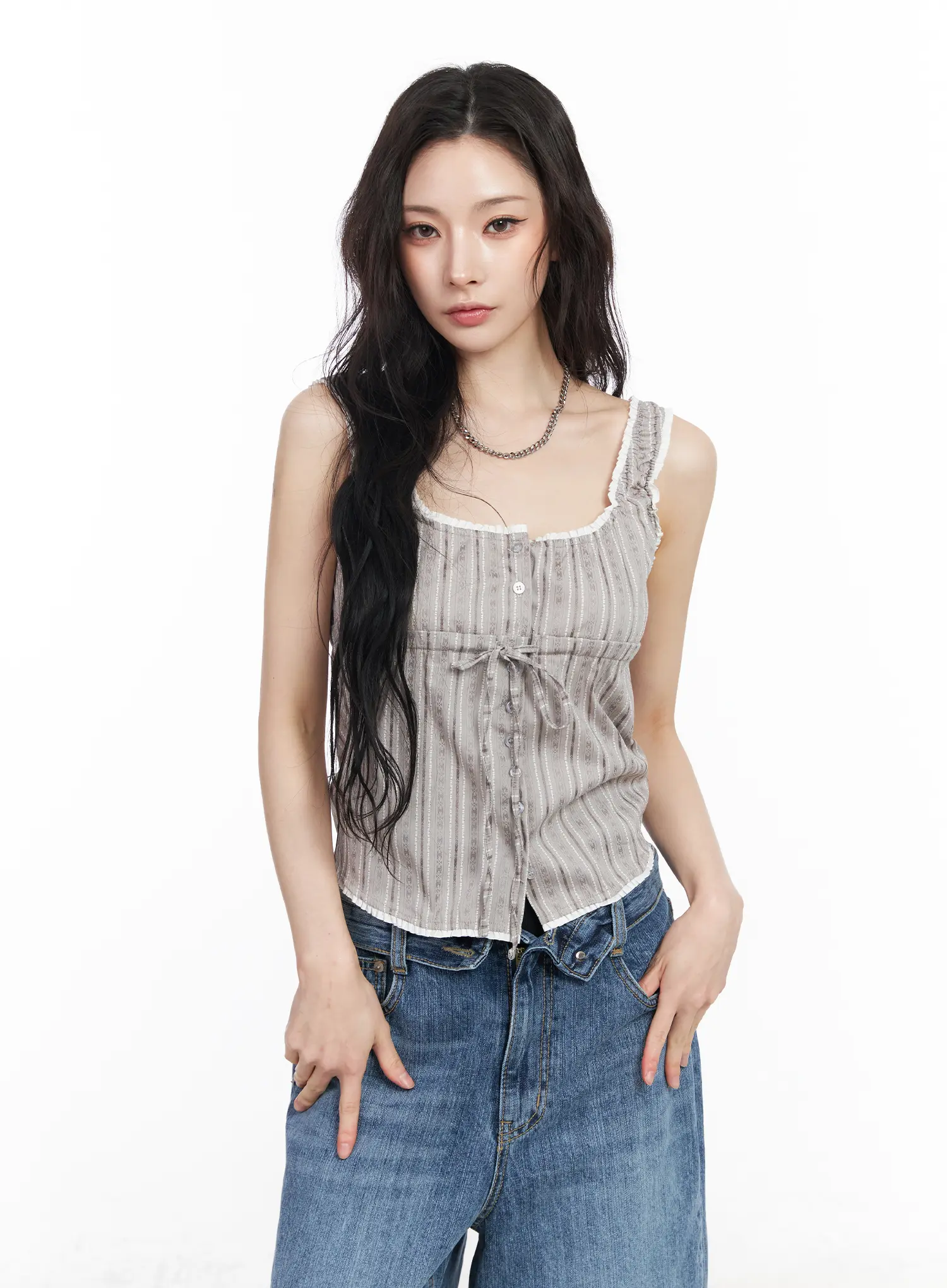 Frill String Crop Tank Top CM519 - Image 2