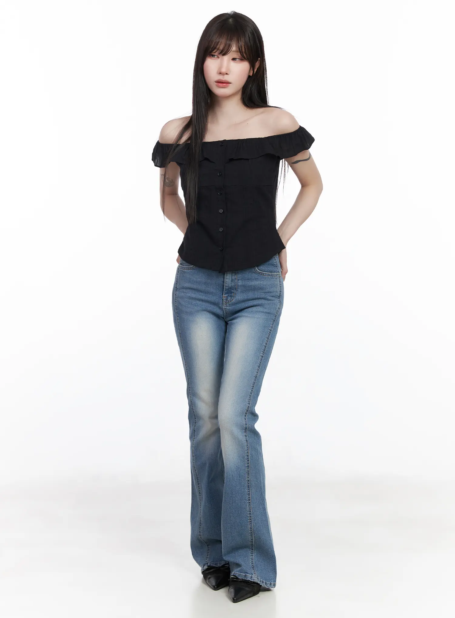 Frilled Off-Shoulder Blouse CF523 - Image 3