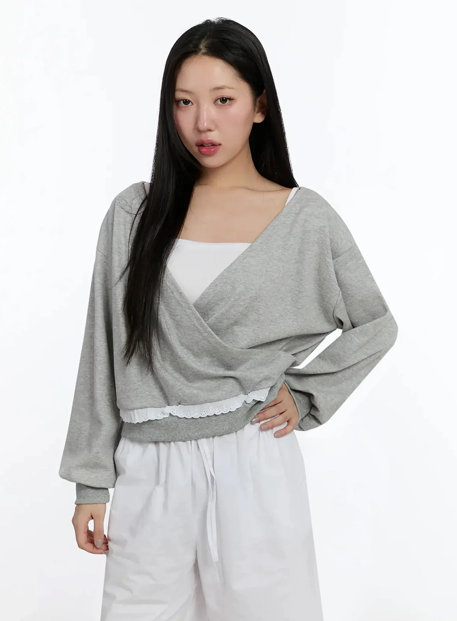 Frilled Wrap Sweatshirt IM509 - Image 14