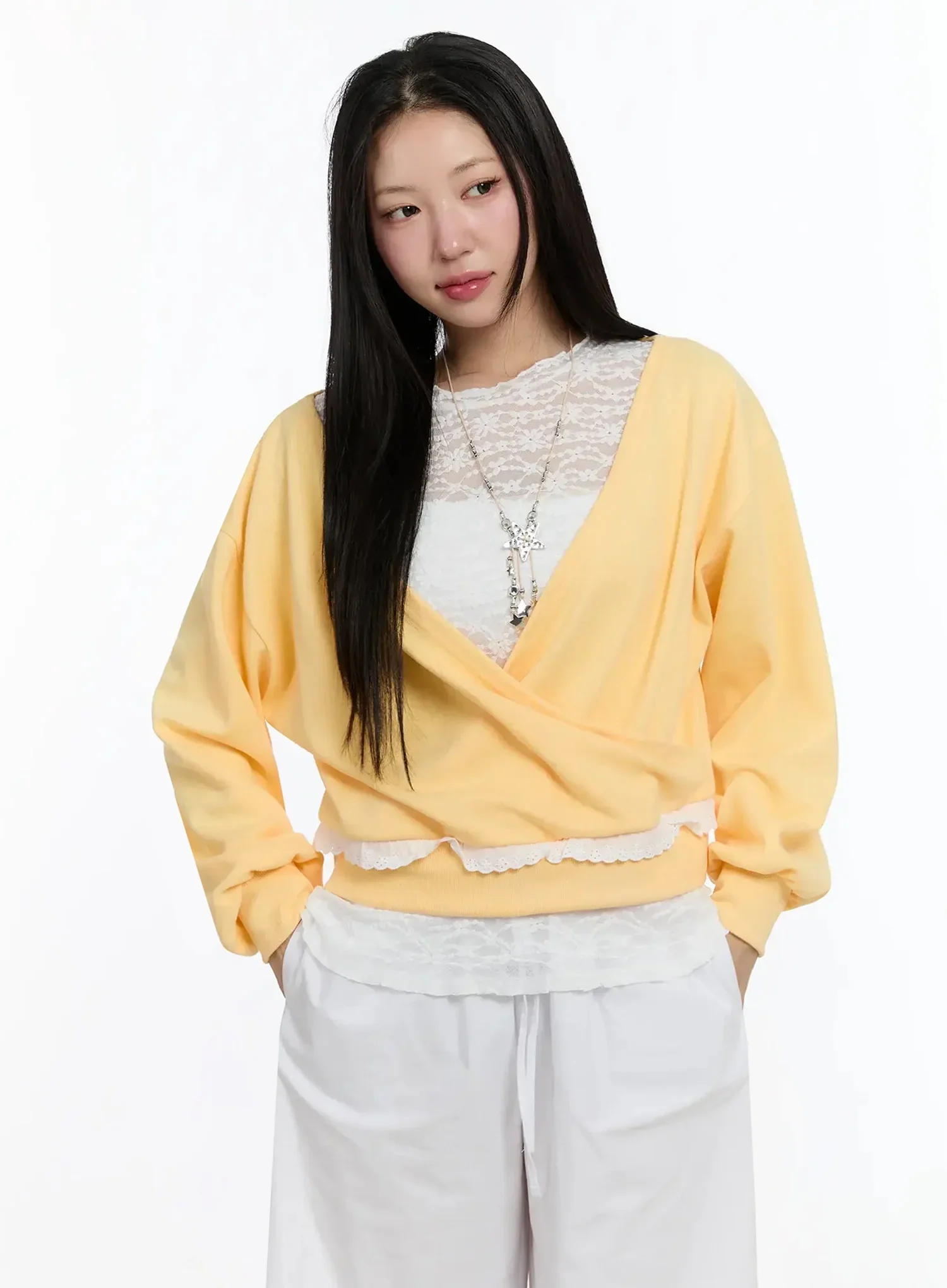Frilled Wrap Sweatshirt IM509 - Image 2