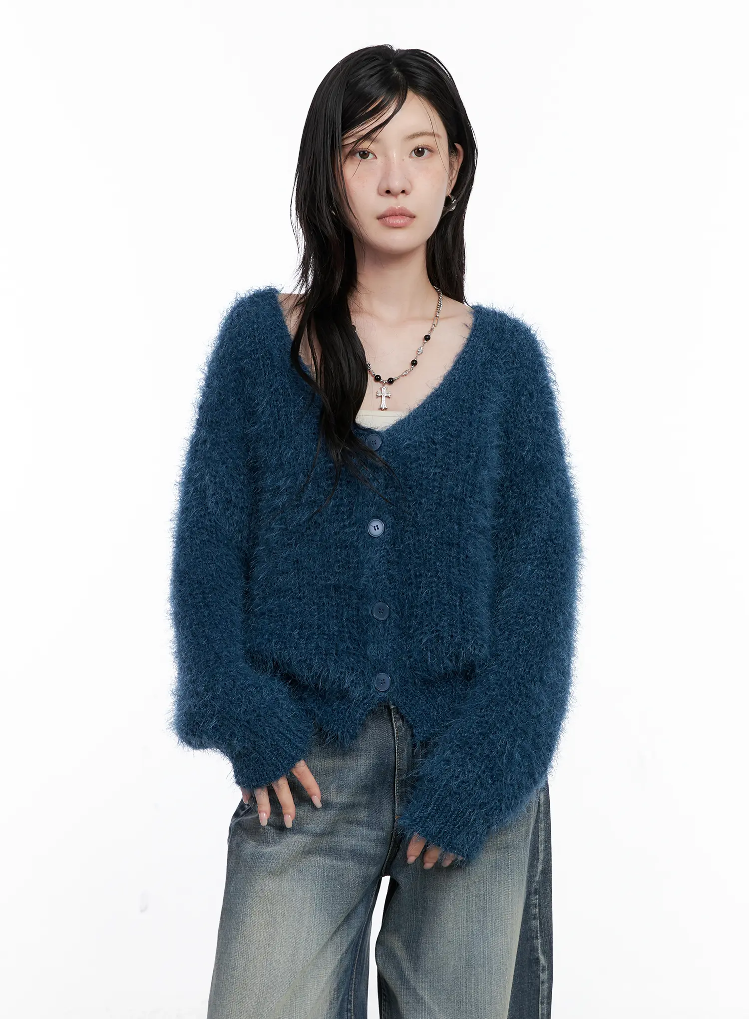 Fuzzy Knit Cardigan CS526 - Image 10