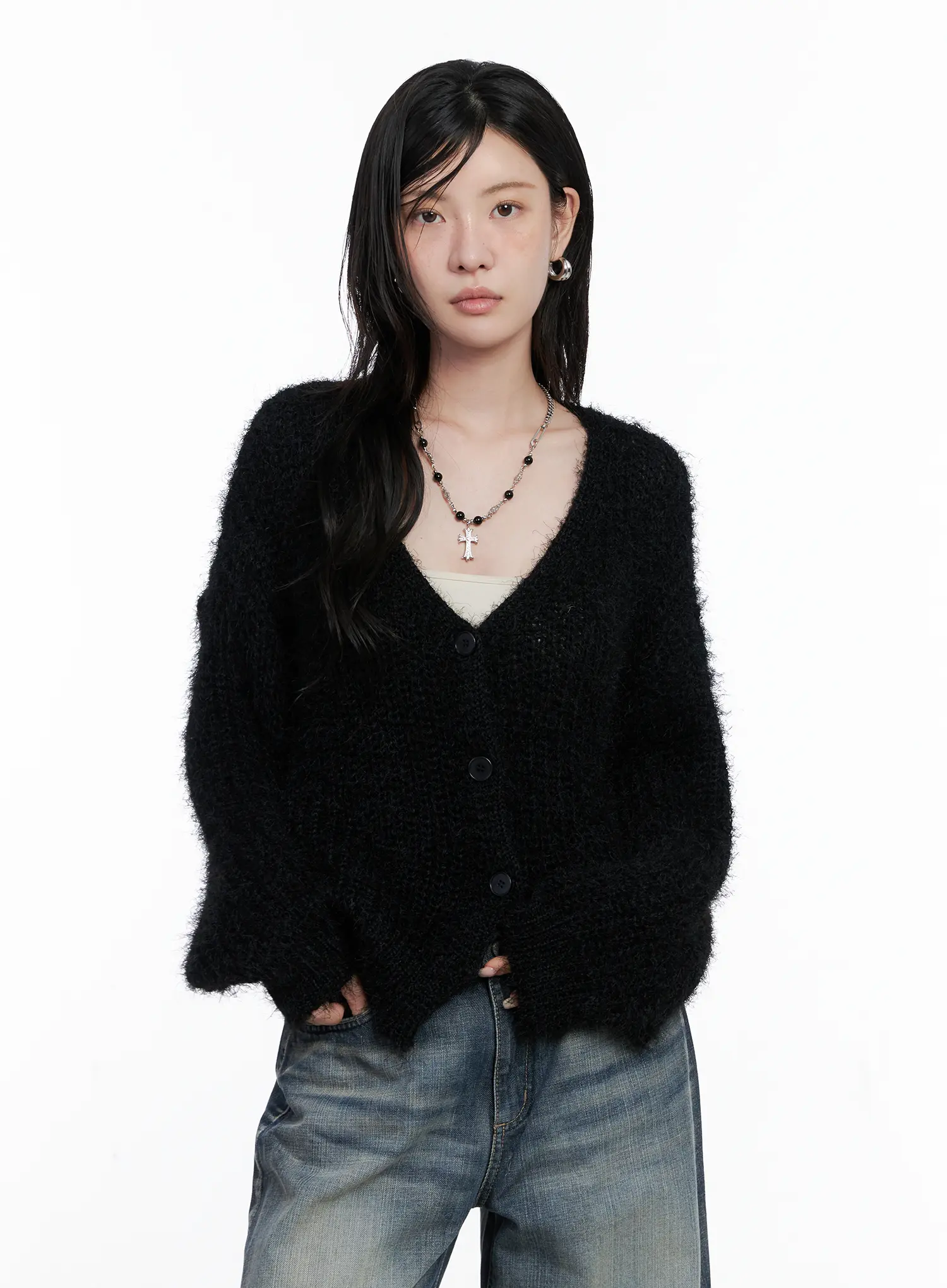 Fuzzy Knit Cardigan CS526 - Image 11