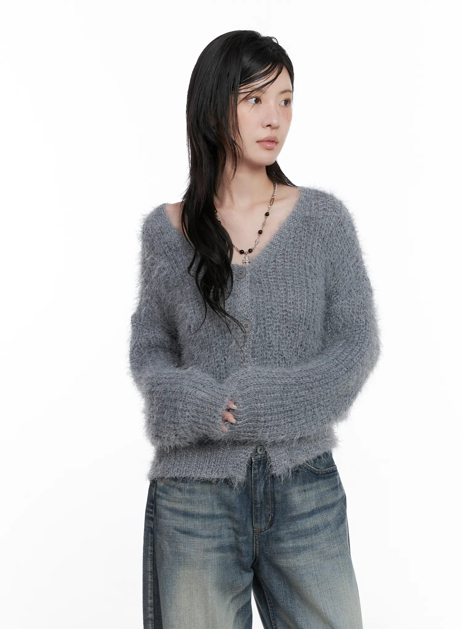 Fuzzy Knit Cardigan CS526 - Image 12