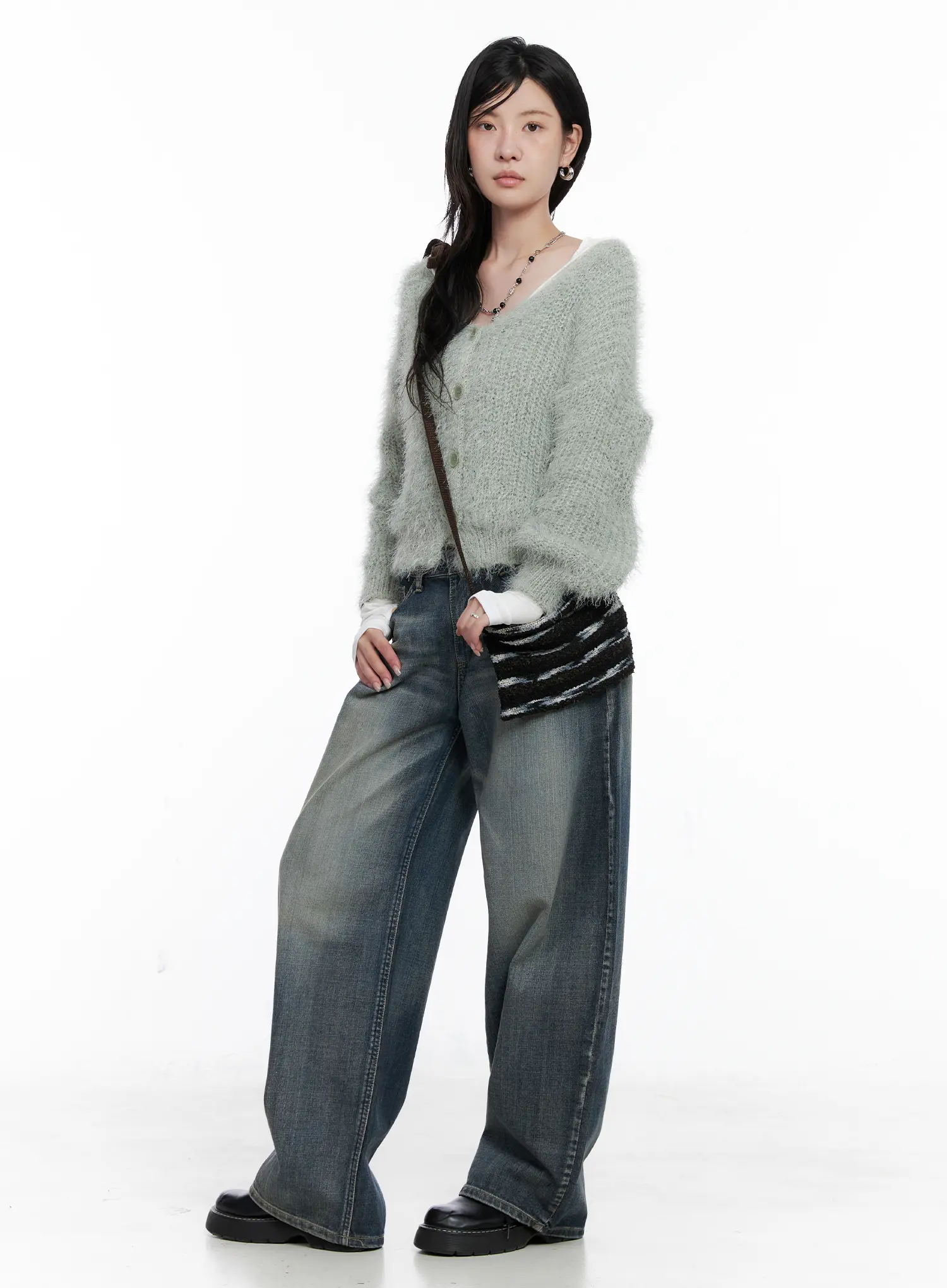 Fuzzy Knit Cardigan CS526 - Image 3
