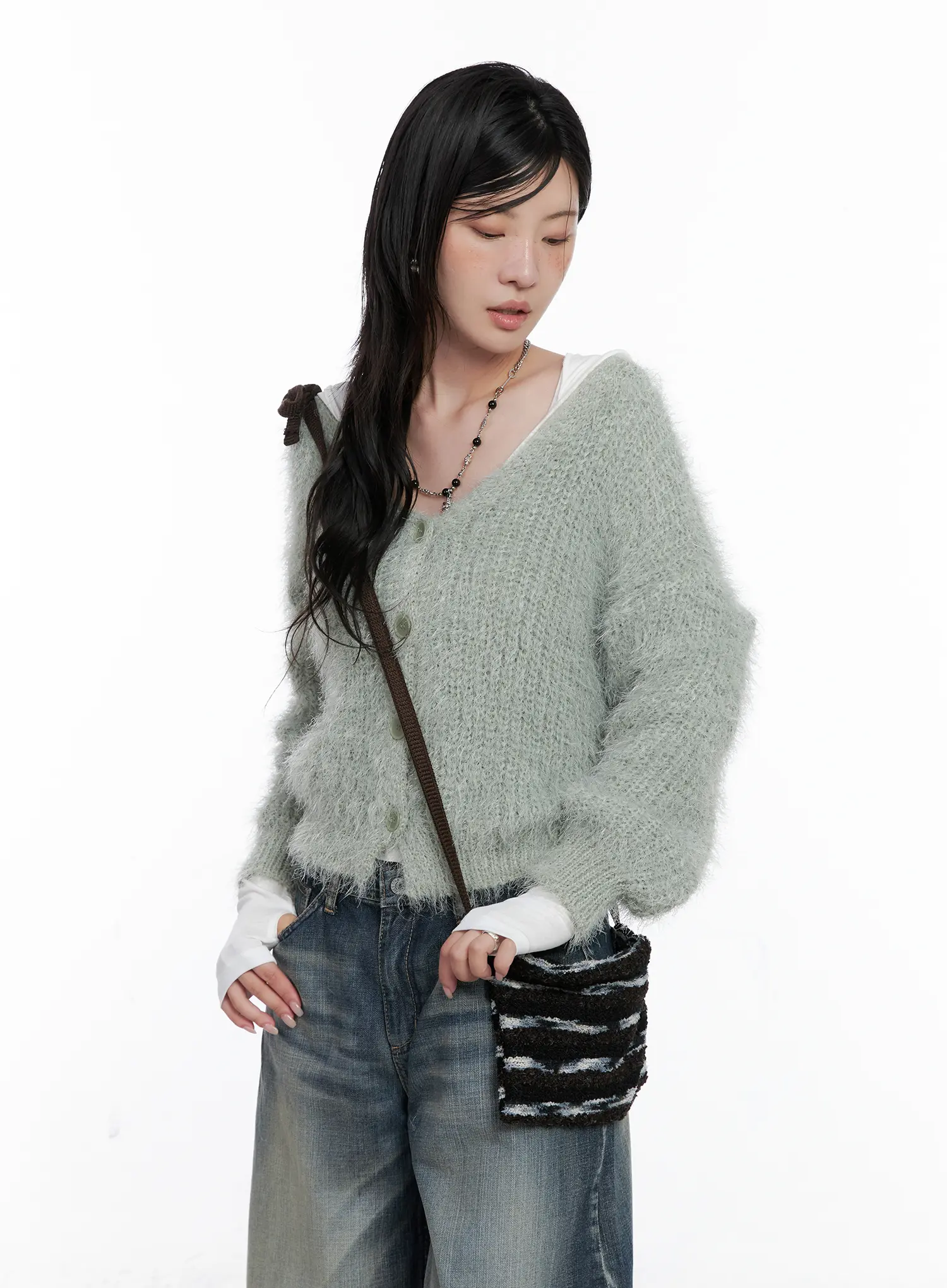 Fuzzy Knit Cardigan CS526 - Image 9