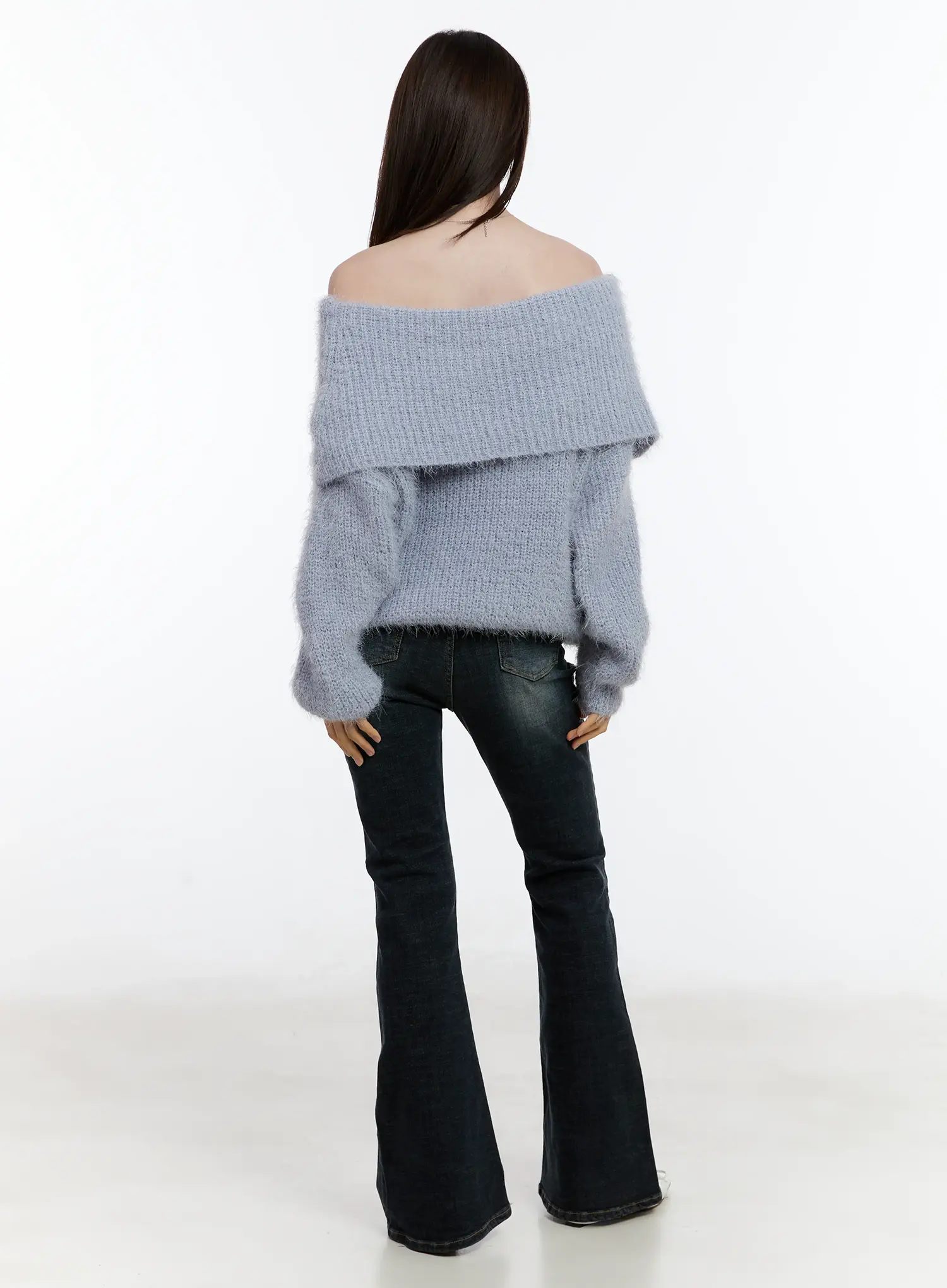 Fuzzy Off-Shoulder Knit Top ID510 - Image 7