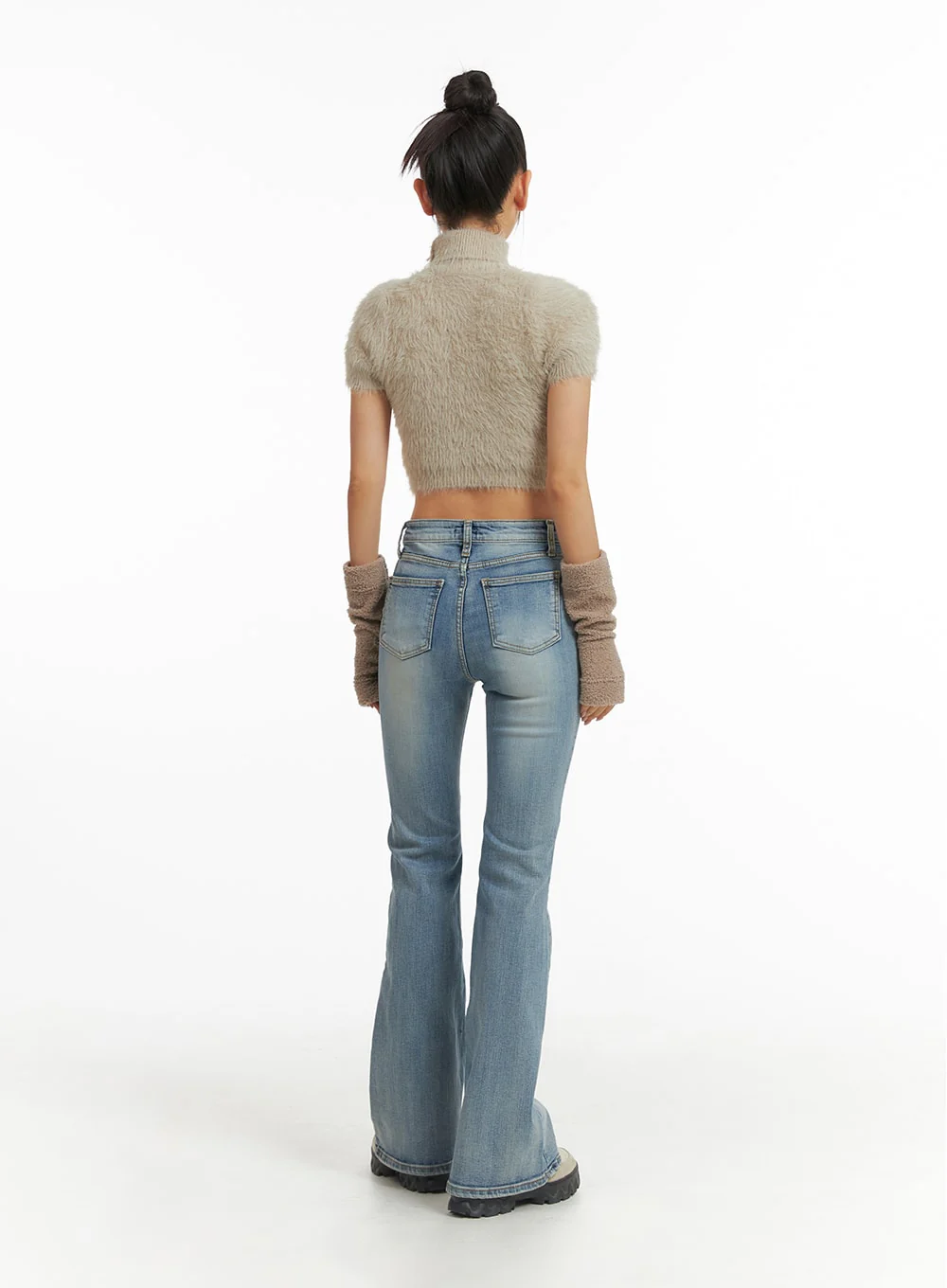 Fuzzy Turtleneck Short Sleeve Sweater CJ429 - Image 5