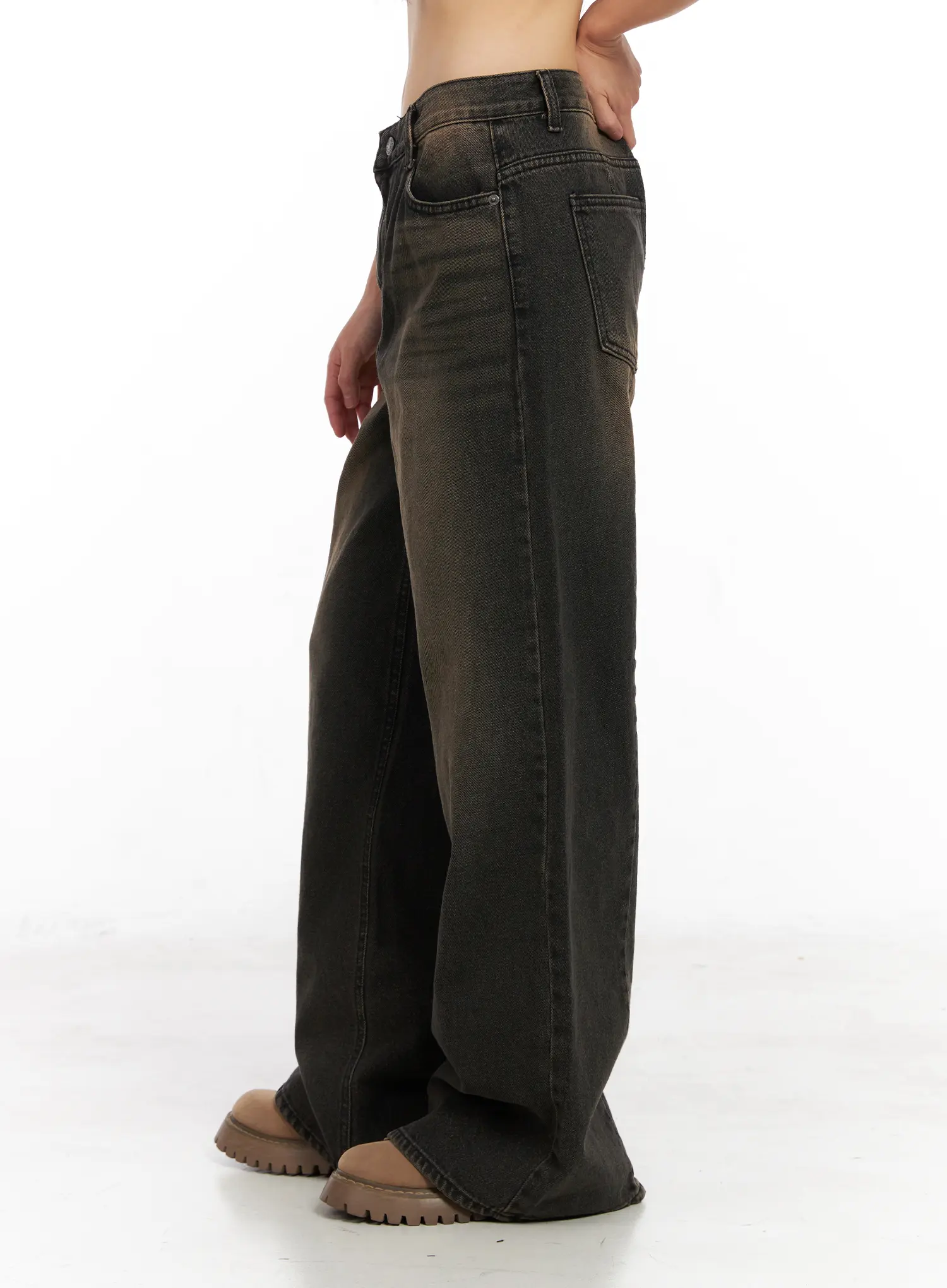 Gaeul Vintage Washed Wide Leg Jeans CN521 - Image 6