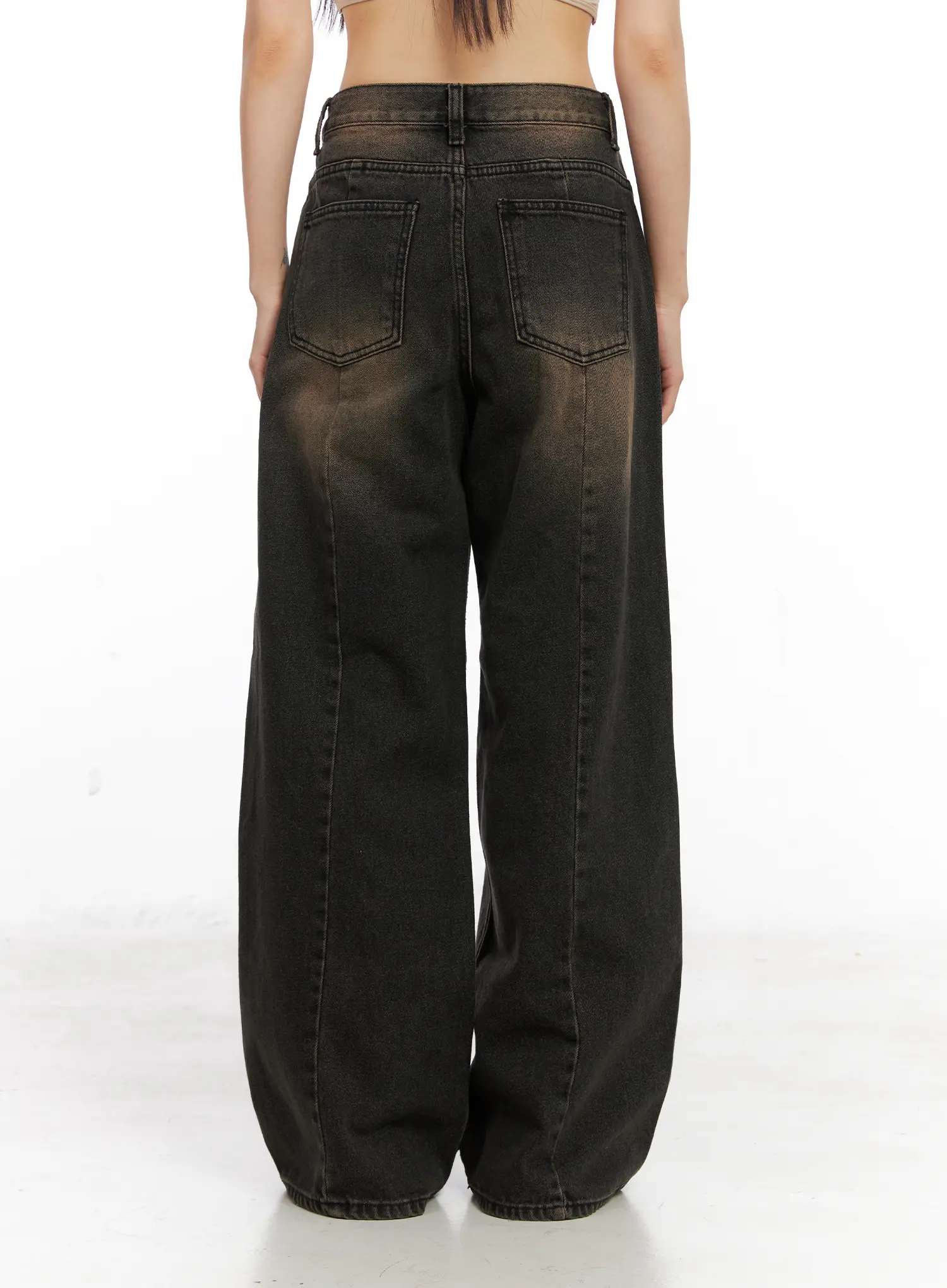 Gaeul Vintage Washed Wide Leg Jeans CN521 - Image 7
