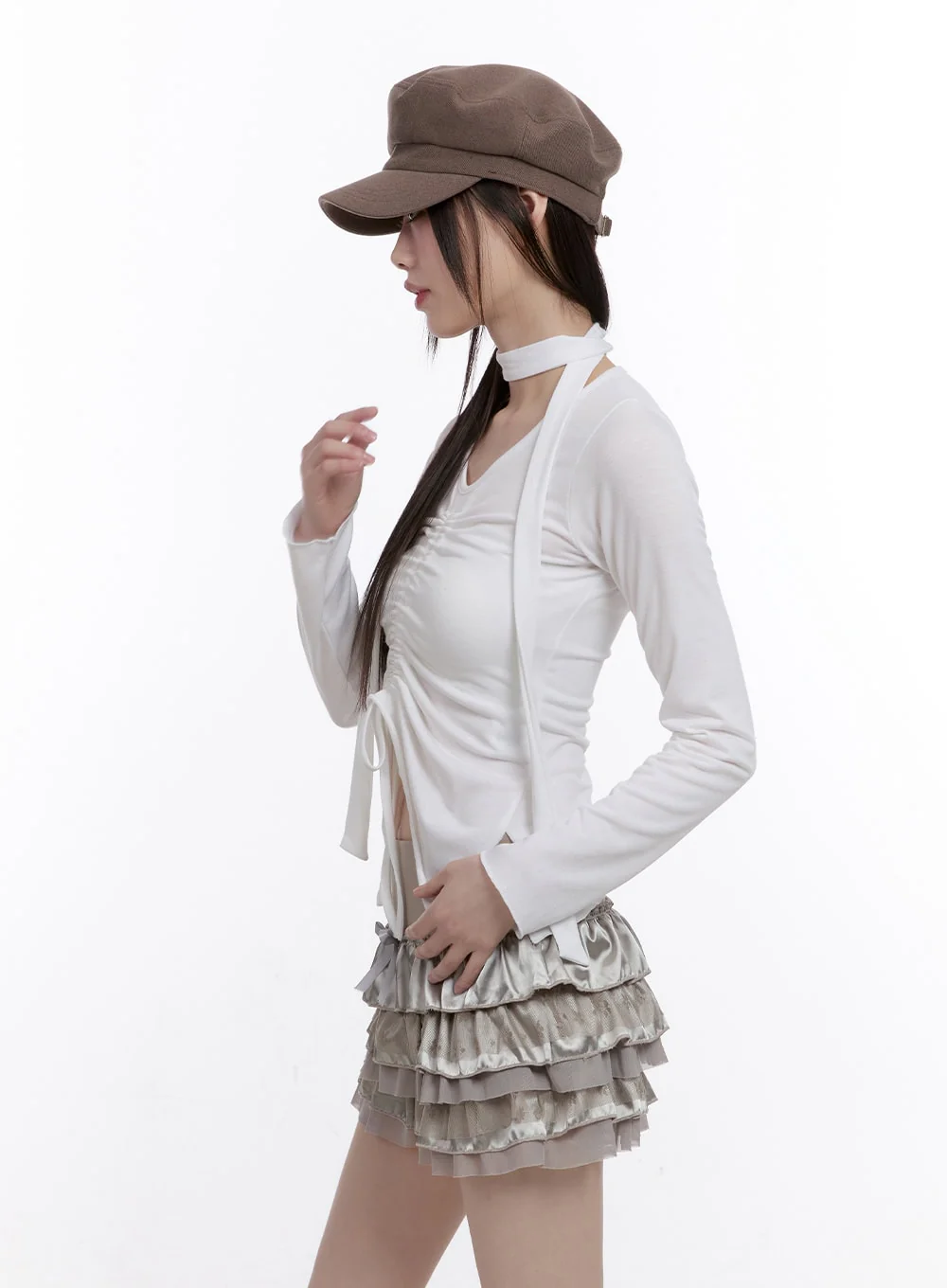 Gathered Slim-Fit Long Sleeve Top CF512 - Image 5