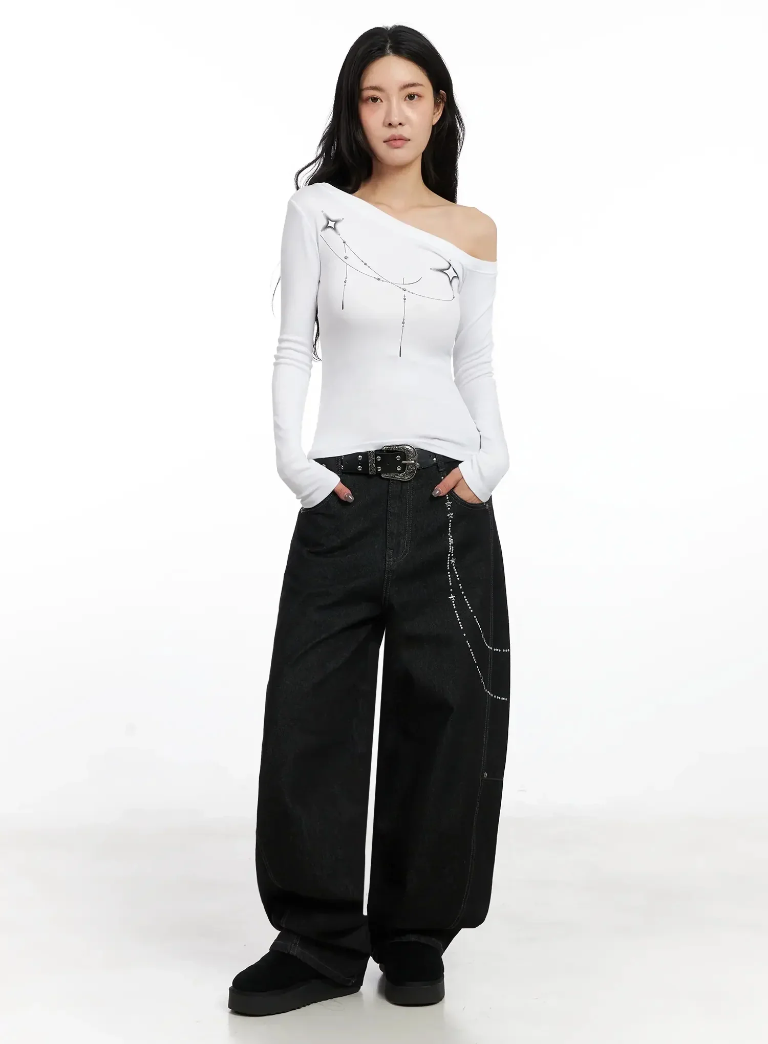 Geometric Studded Off-Shoulder Top IN528 - Image 7