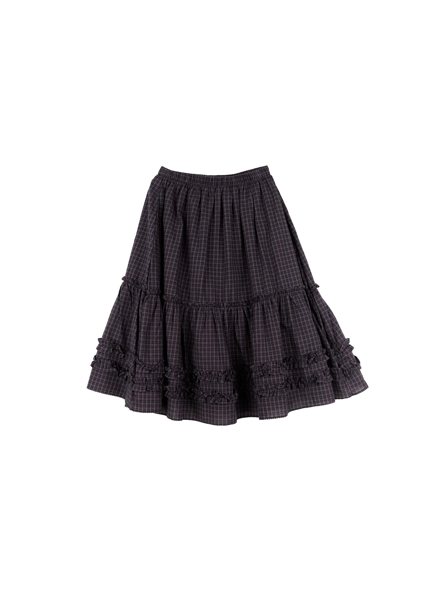 Gingham Ruffle Layered Midi Skirt CS517 - Image 10