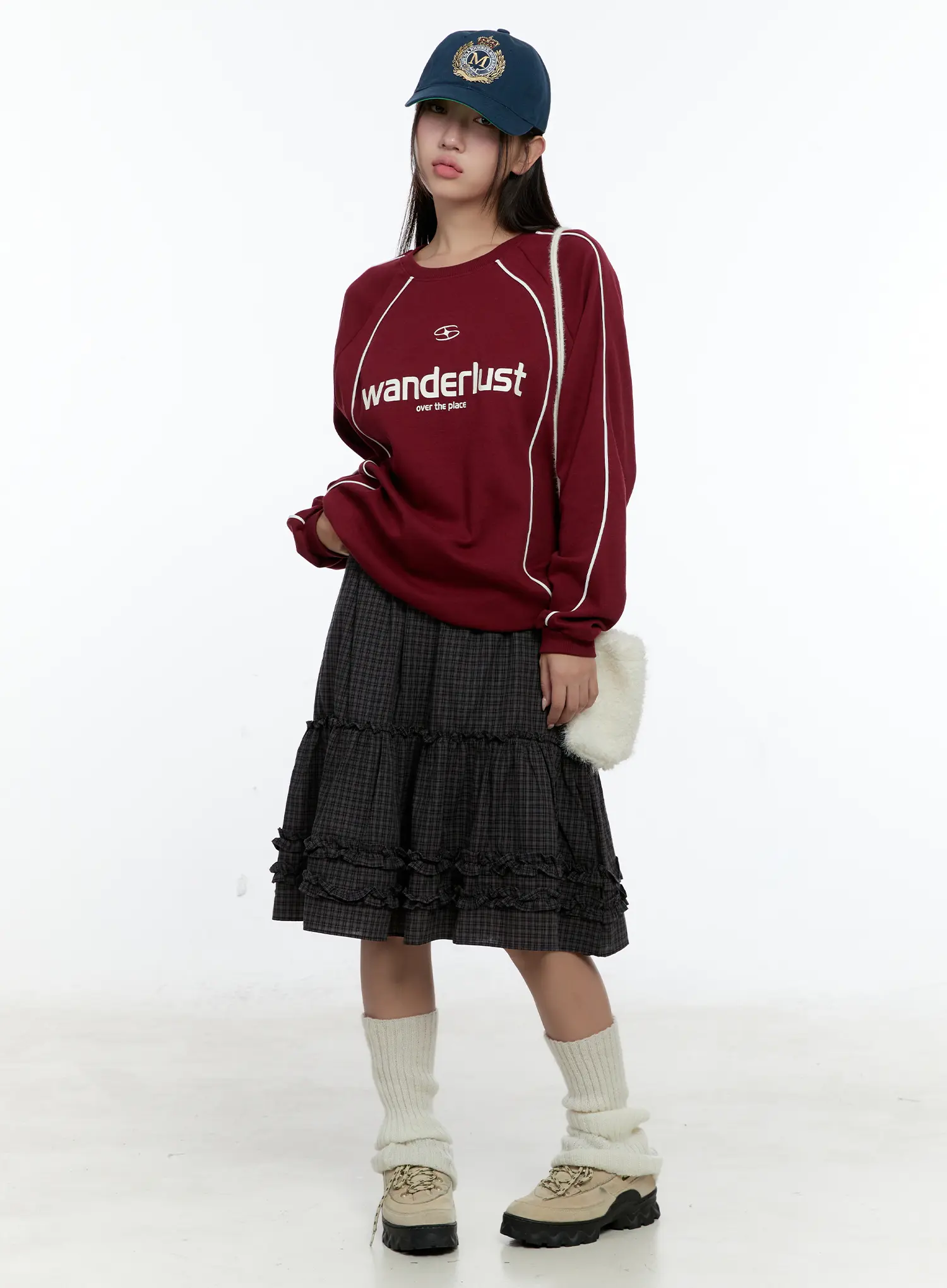 Gingham Ruffle Layered Midi Skirt CS517 - Image 5