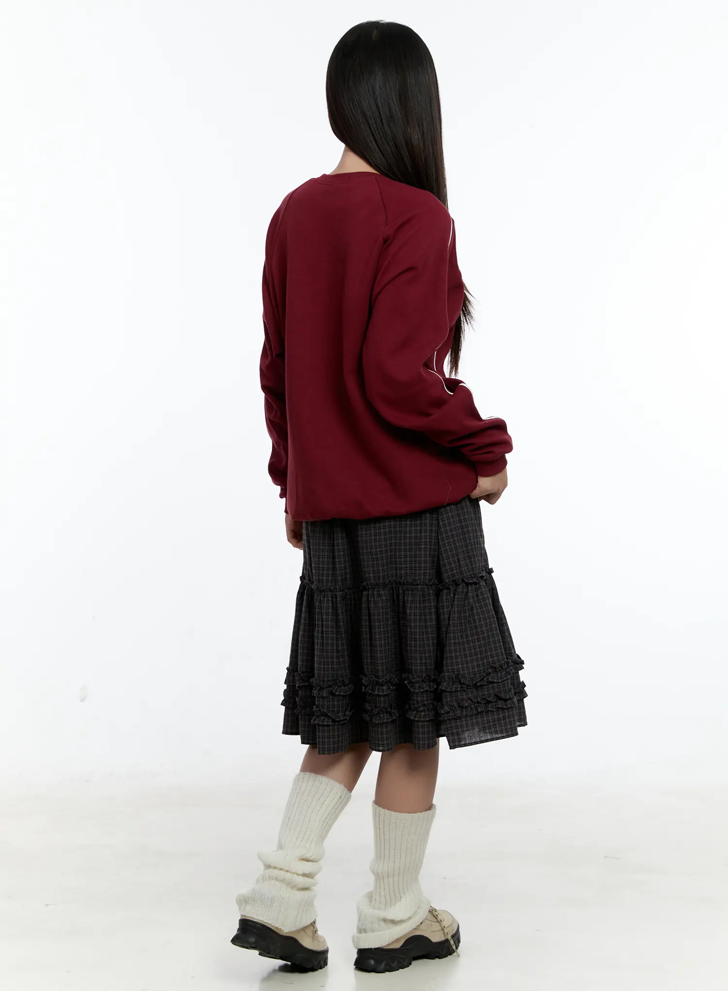 Gingham Ruffle Layered Midi Skirt CS517 - Image 7