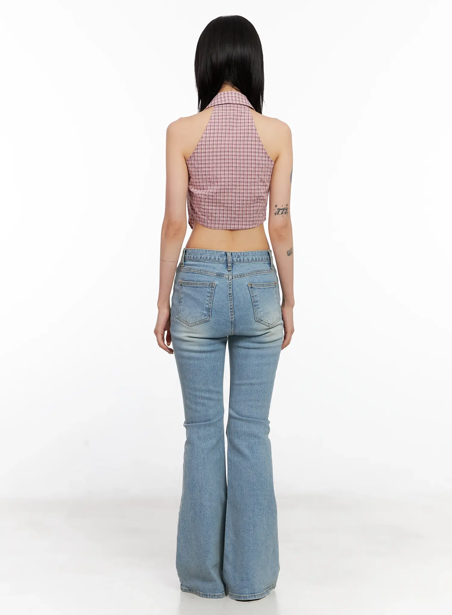 Gingham Sleeveless Halter Top CL525 - Image 9