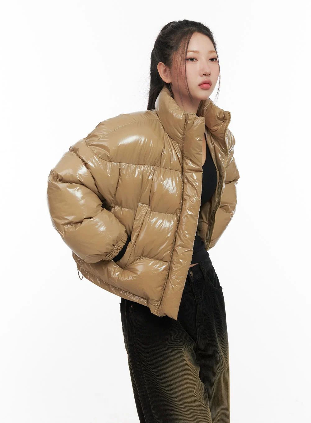 Glossy Cropped Puffer Jacket CD416 - Image 5