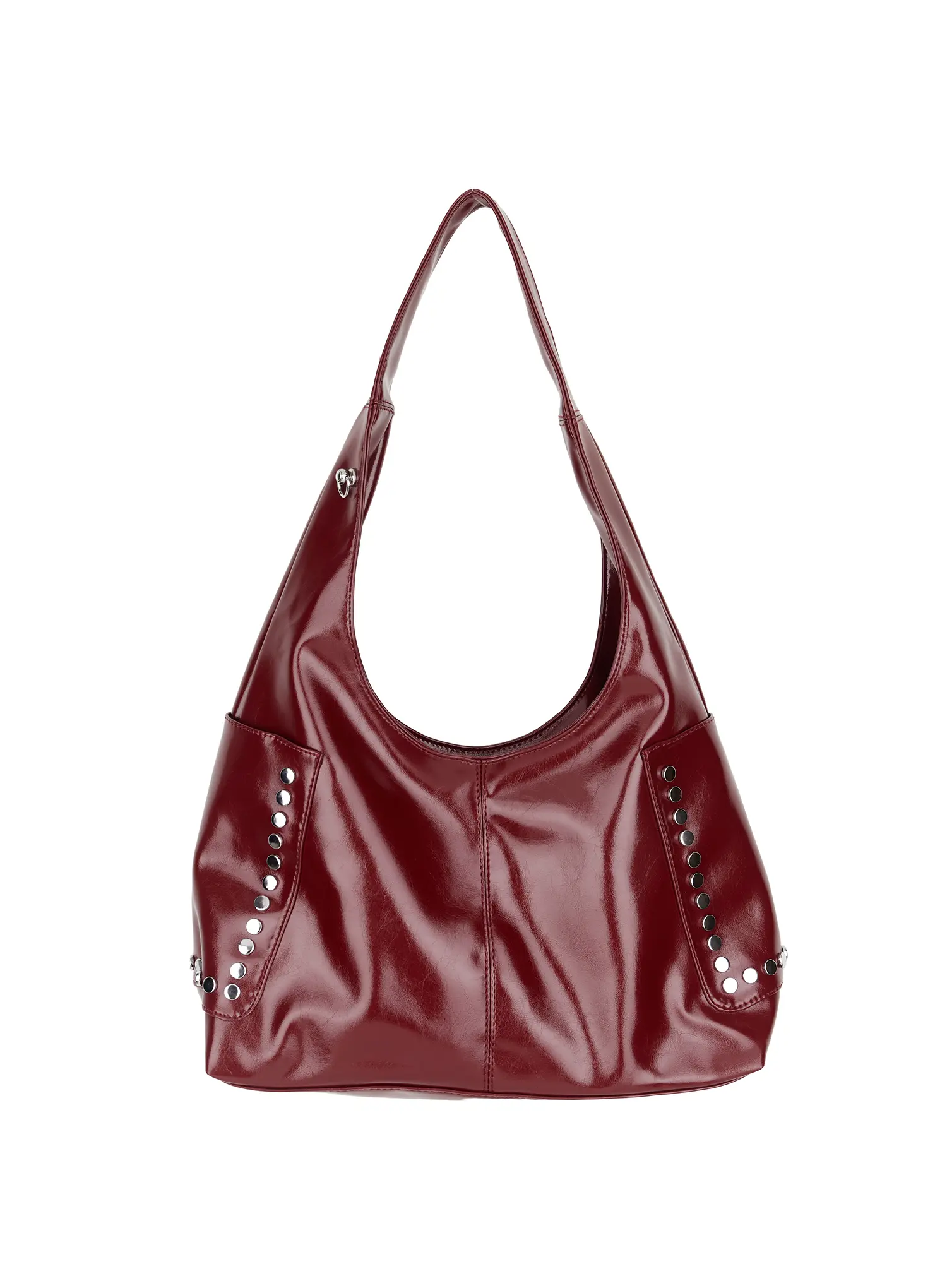 Glossy Faux Leather Studded Shoulder Bag CM520 - Image 11