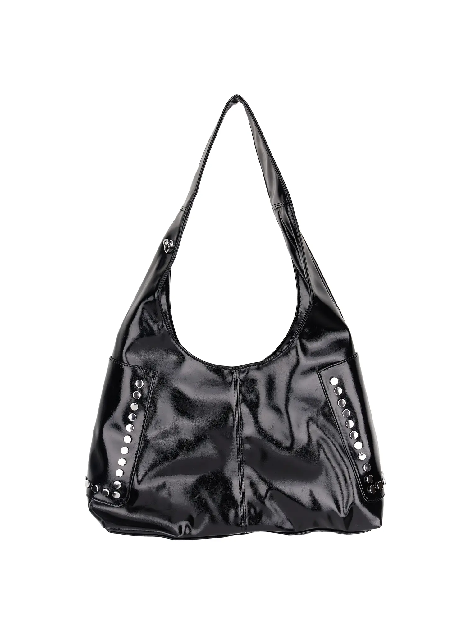 Glossy Faux Leather Studded Shoulder Bag CM520 - Image 6