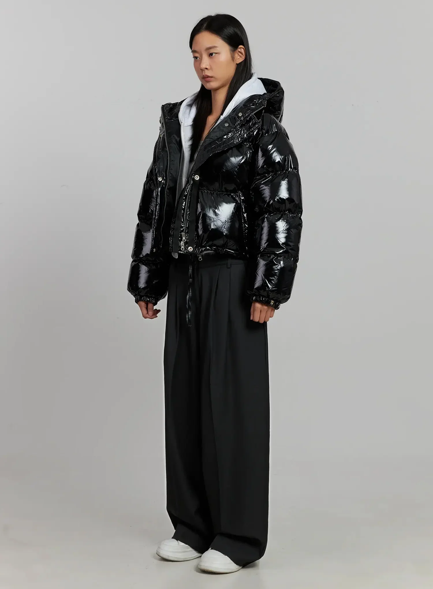 Glossy Hooded Puffer Jacket IJ502 - Image 12