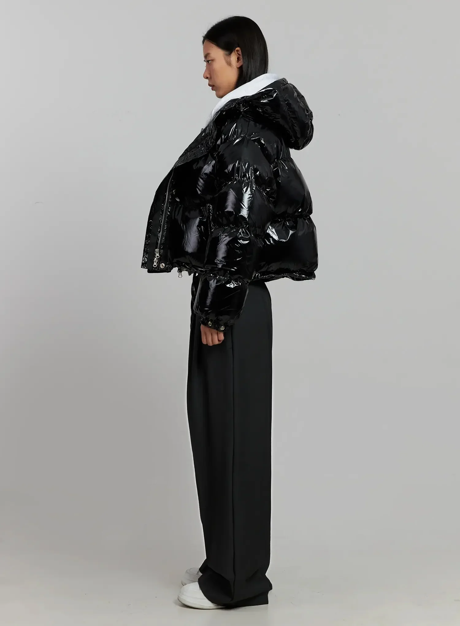 Glossy Hooded Puffer Jacket IJ502 - Image 13