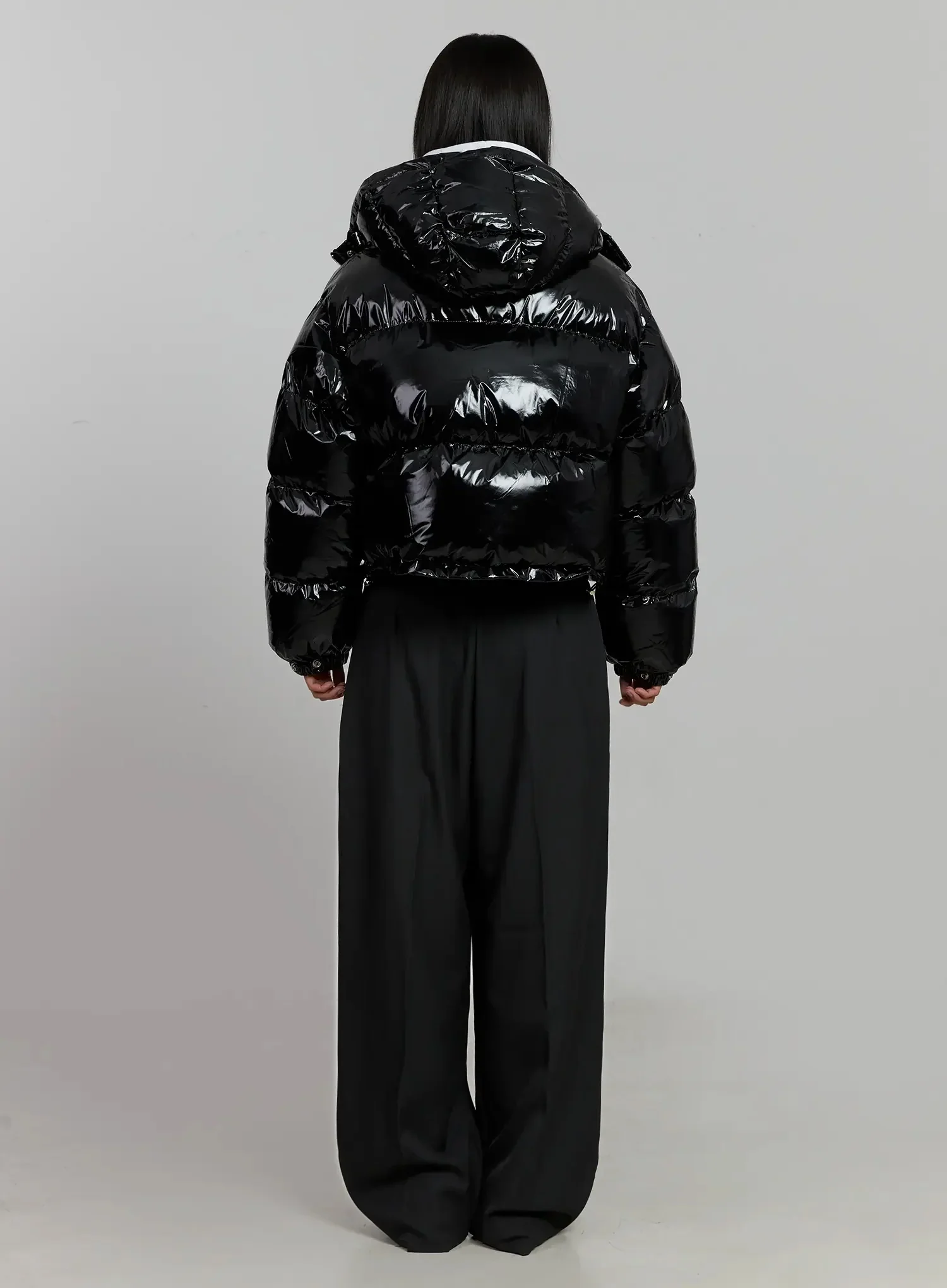 Glossy Hooded Puffer Jacket IJ502 - Image 14