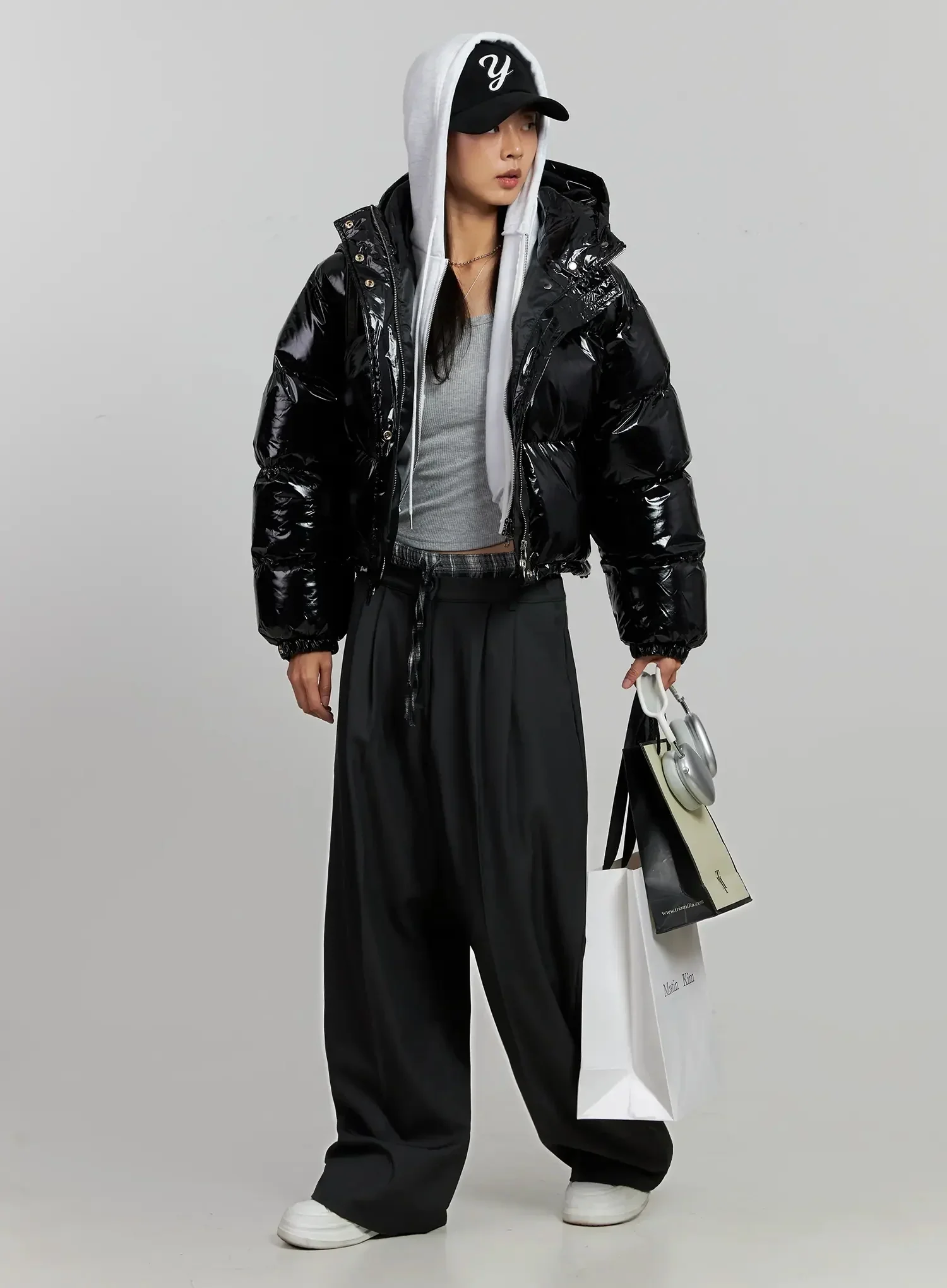 Glossy Hooded Puffer Jacket IJ502 - Image 16