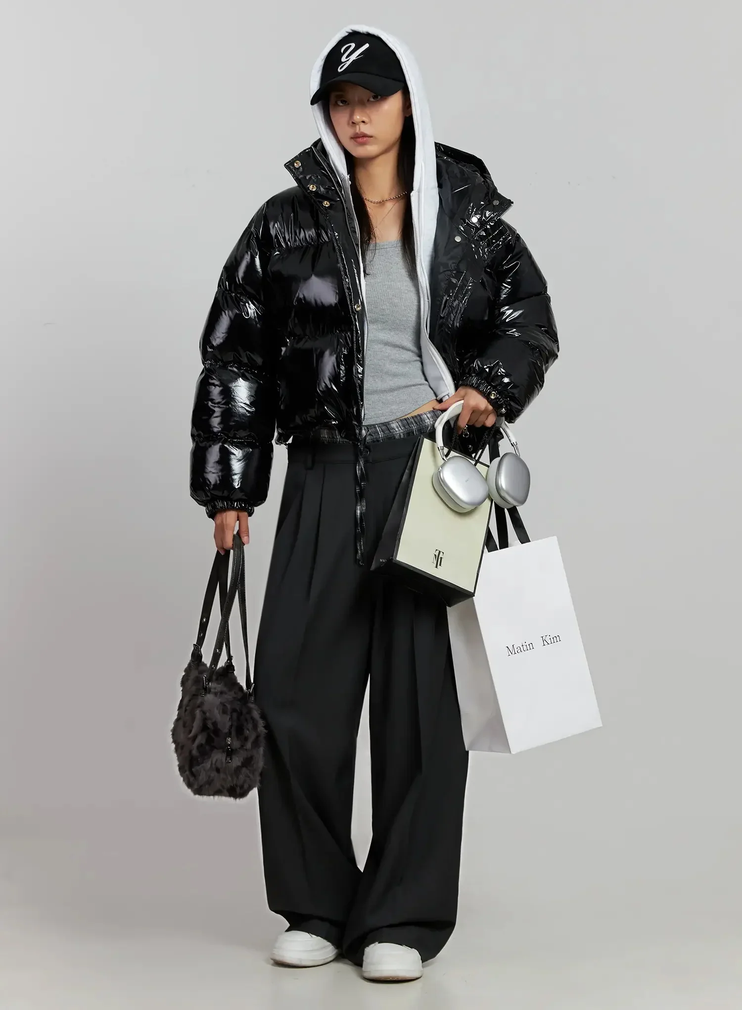 Glossy Hooded Puffer Jacket IJ502 - Image 2
