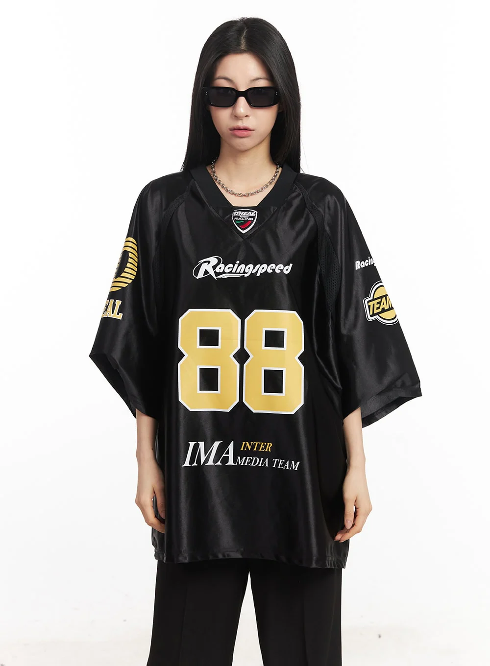 Glossy Oversize Jersey Top CA516 - Image 13