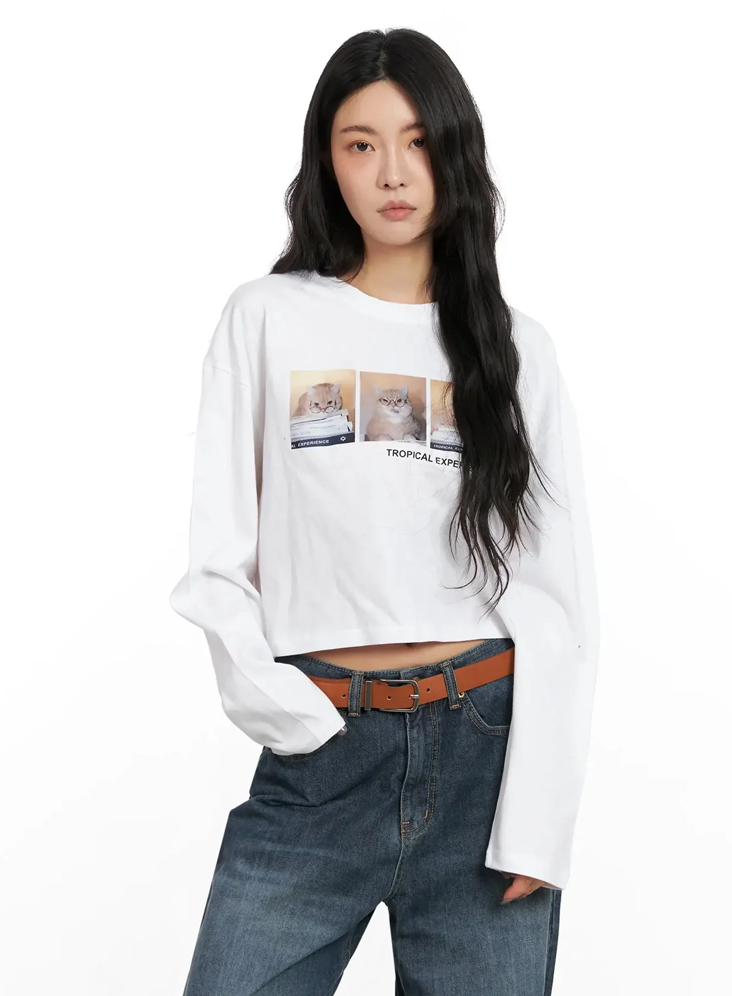 Graphic Crop Long Sleeve Top IN528 - Image 13