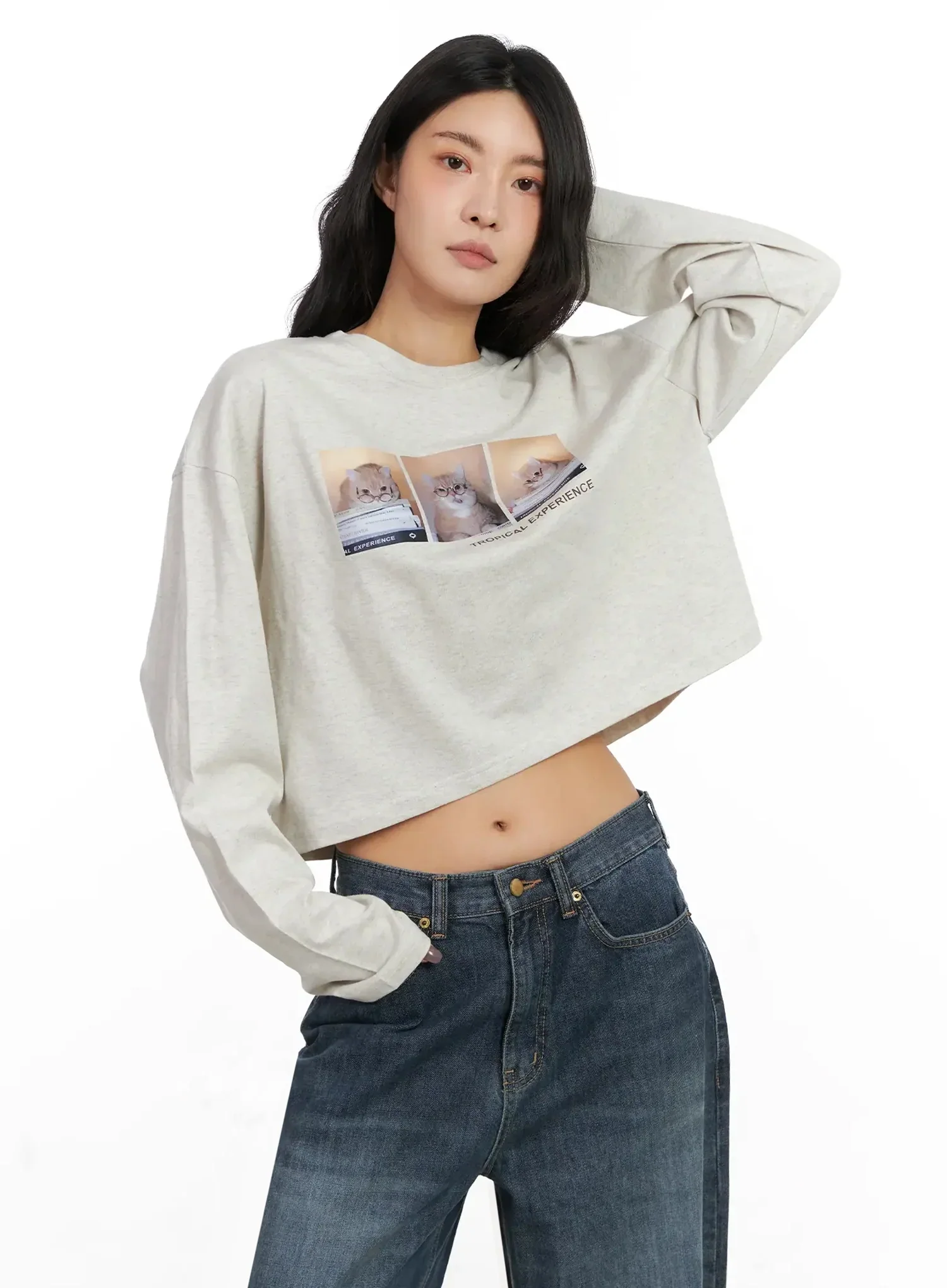 Graphic Crop Long Sleeve Top IN528 - Image 6