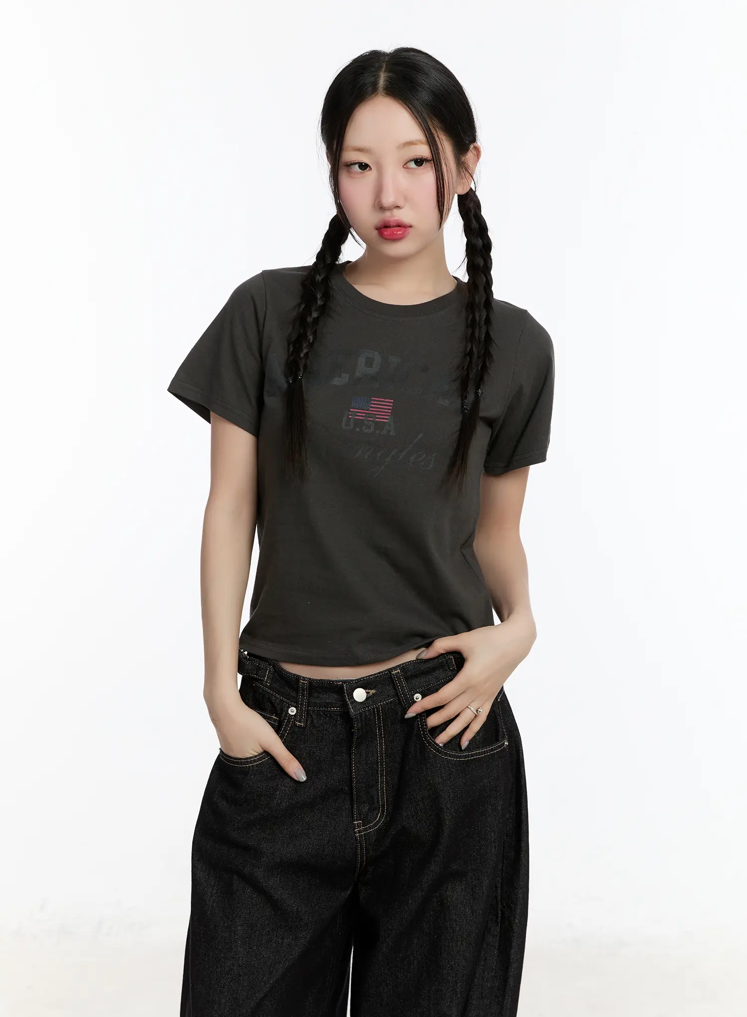 Graphic Lettering Crop Tee CM511 - Image 2