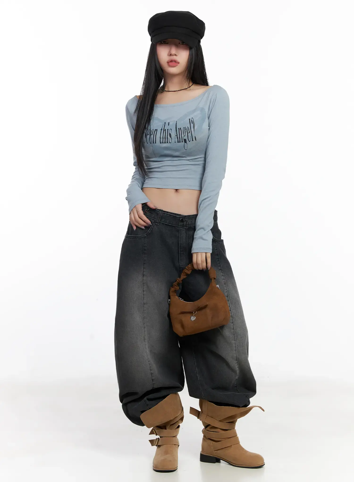 Graphic Lettering Crop Top CJ530