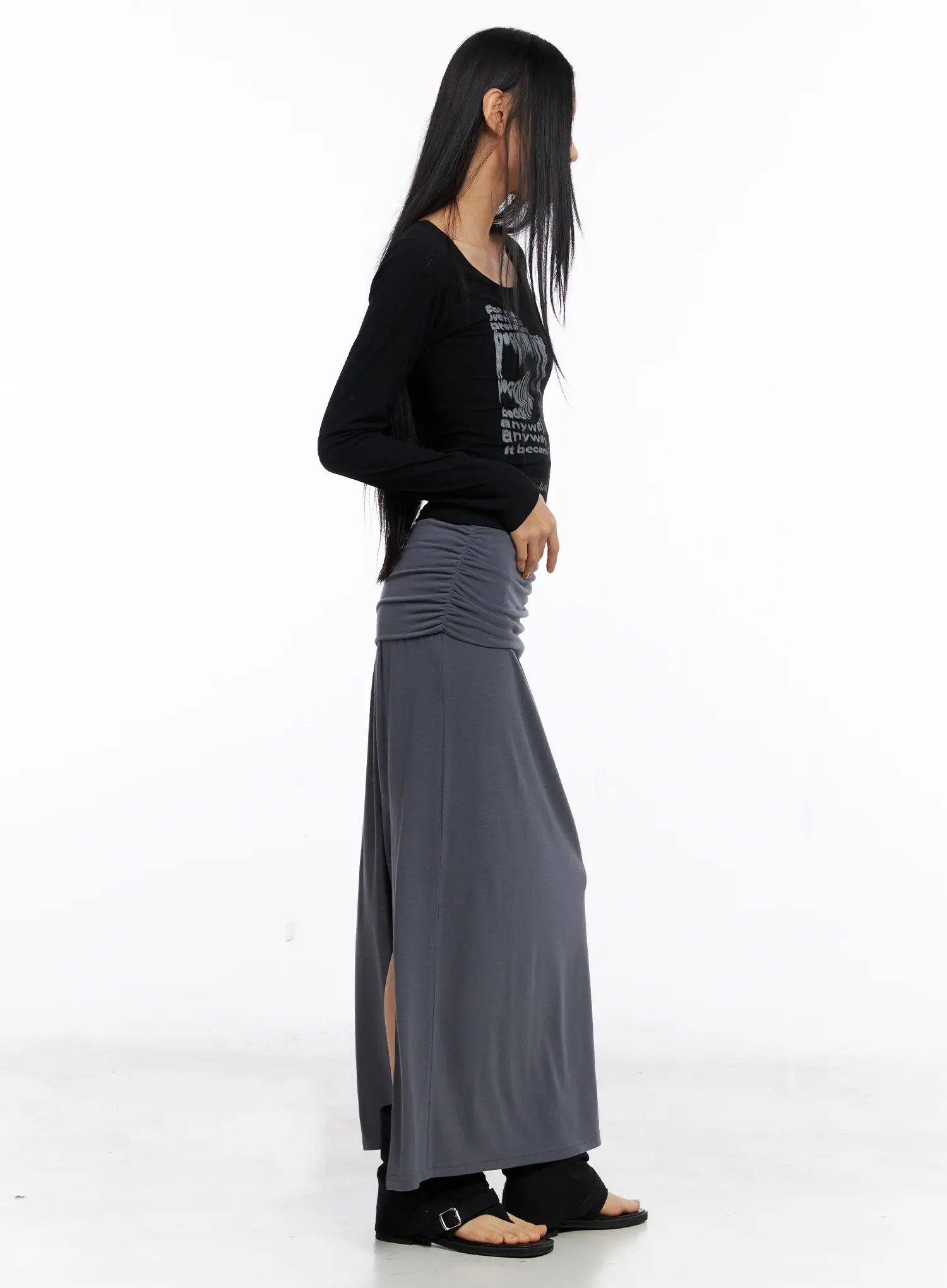 Graphic Lettering U-Neck Long Sleeve CS509 - Image 4