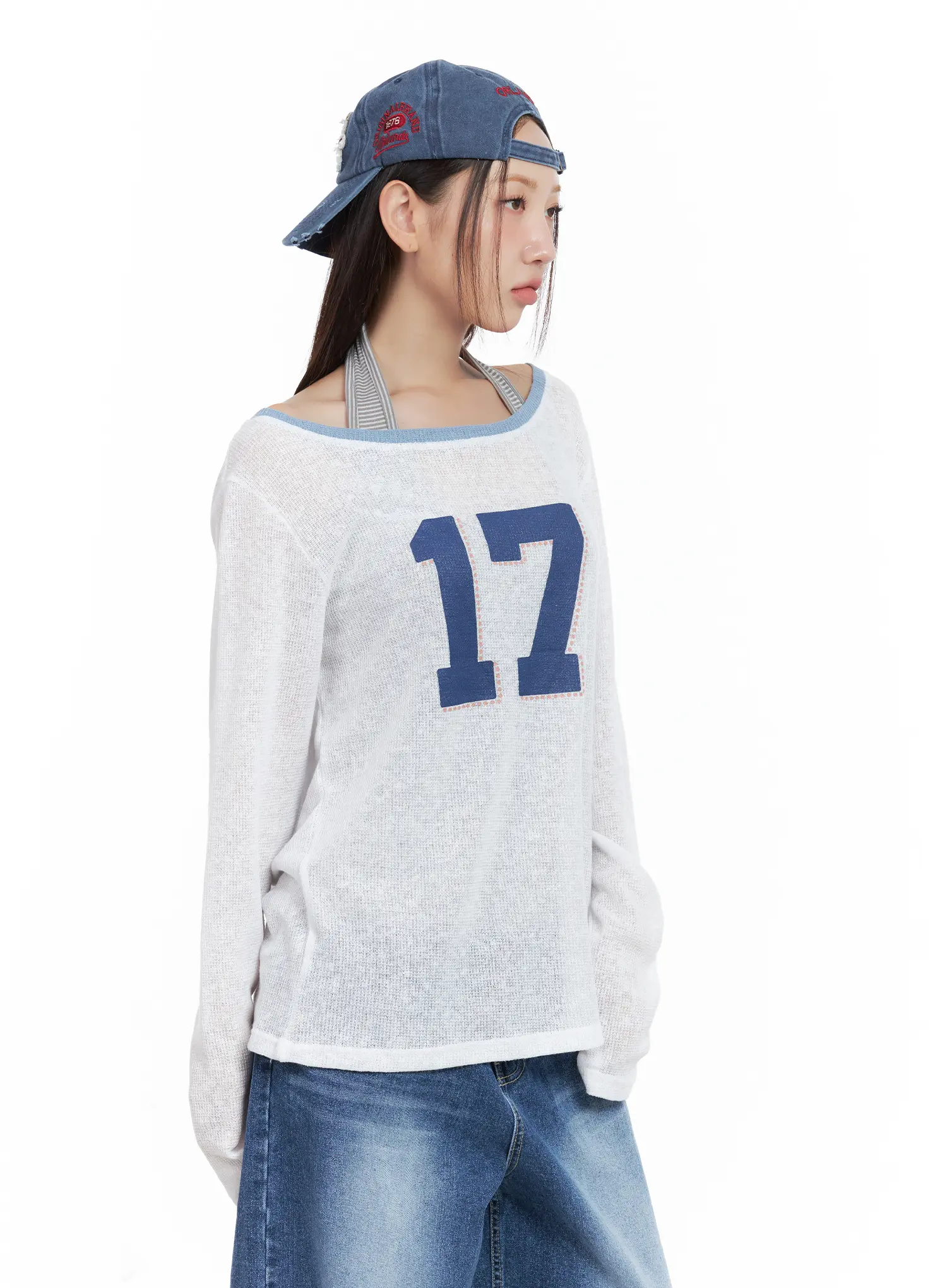 Graphic Linen Loose-Fit Long-Sleeve Tee CL509 - Image 6