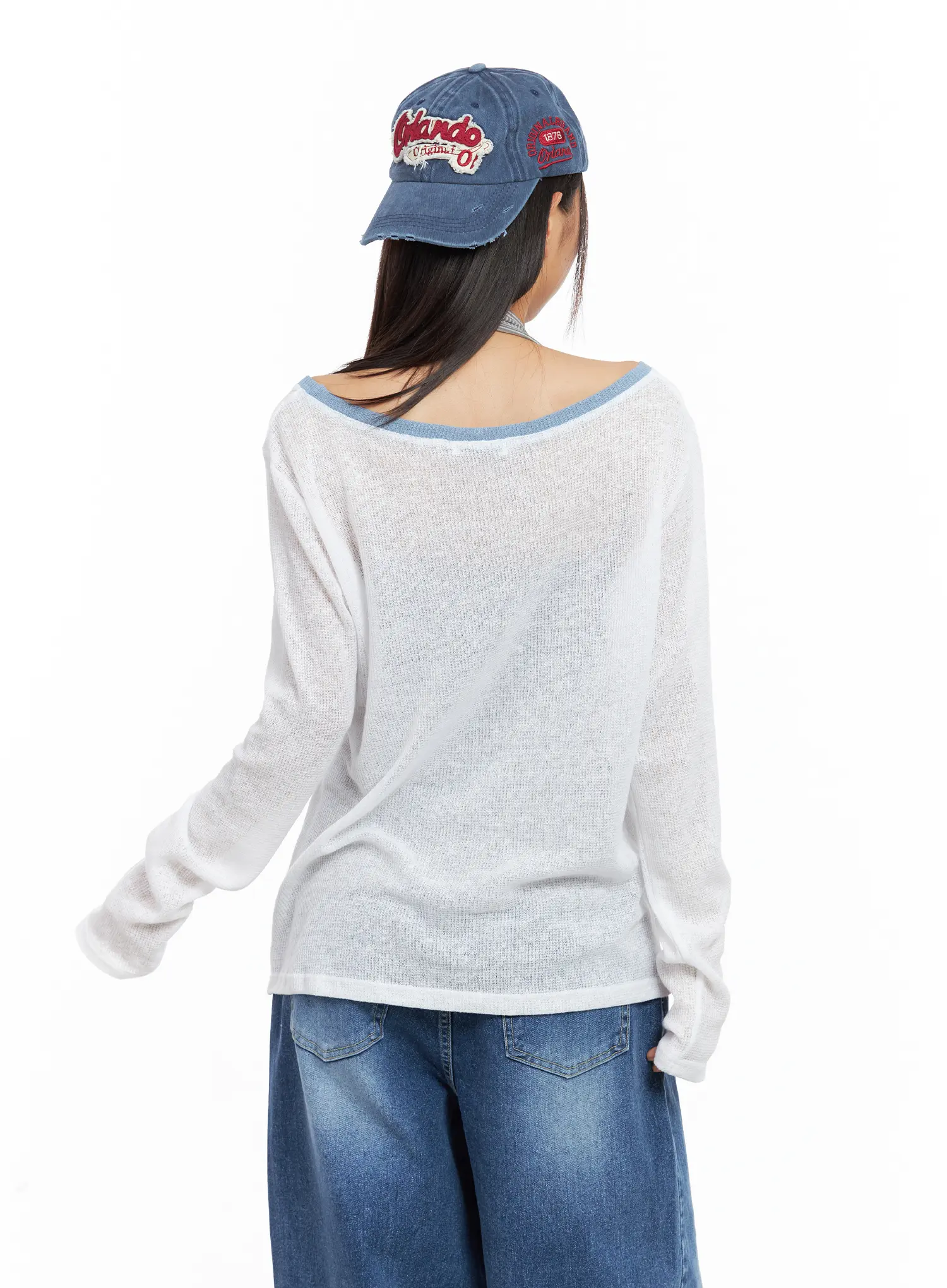 Graphic Linen Loose-Fit Long-Sleeve Tee CL509 - Image 7