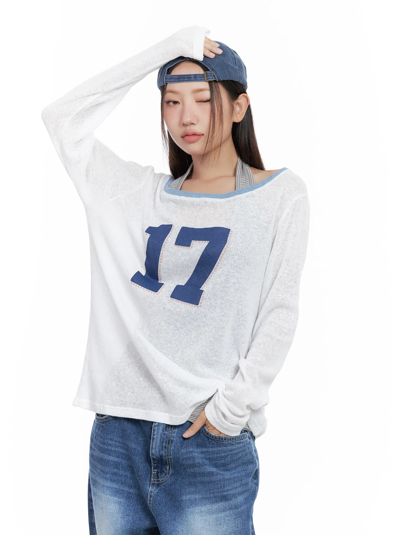 Graphic Linen Loose-Fit Long-Sleeve Tee CL509 - Image 8