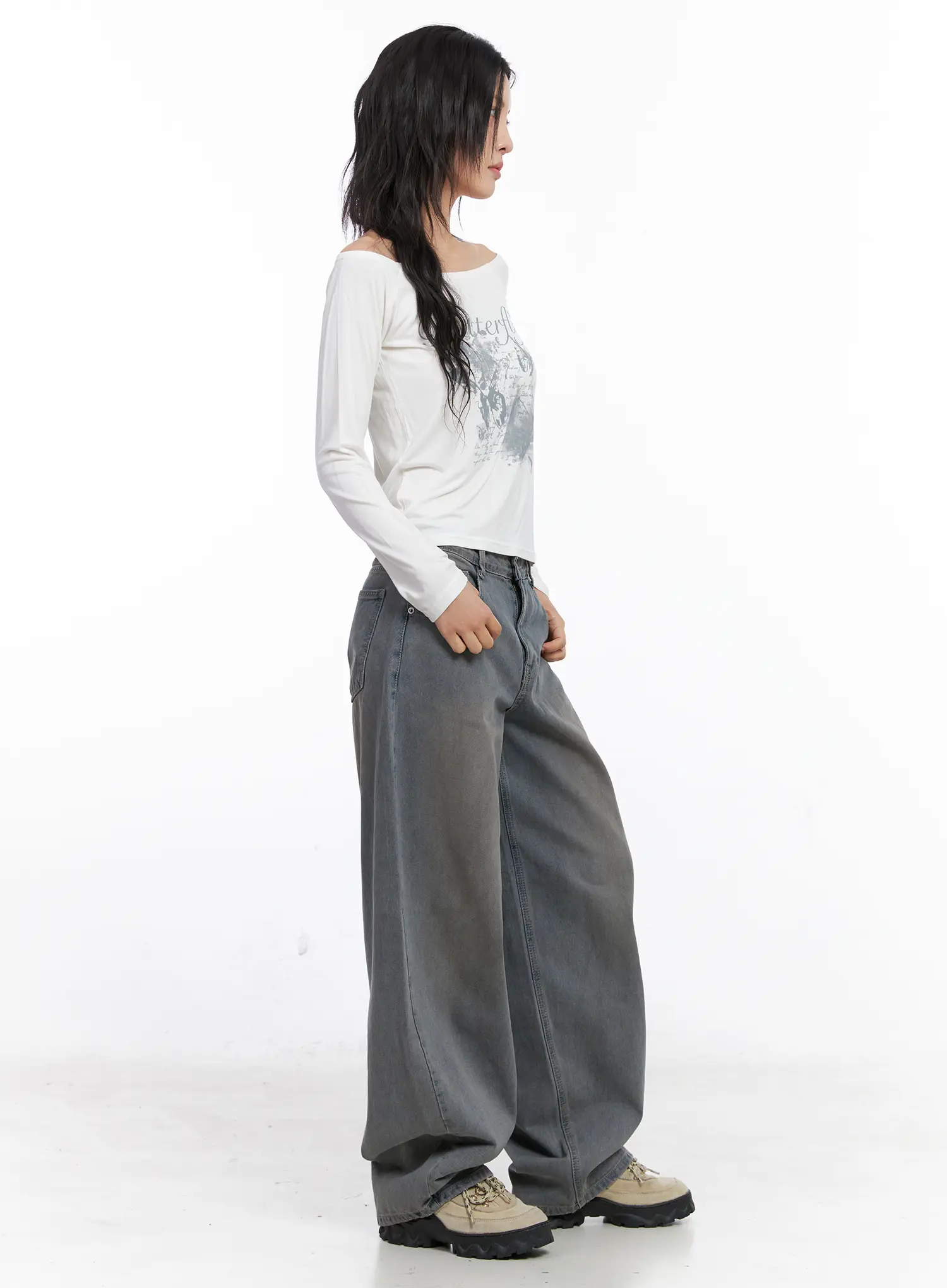 Graphic Off-Shoulder Long Sleeve Tee CC1809 - Image 5