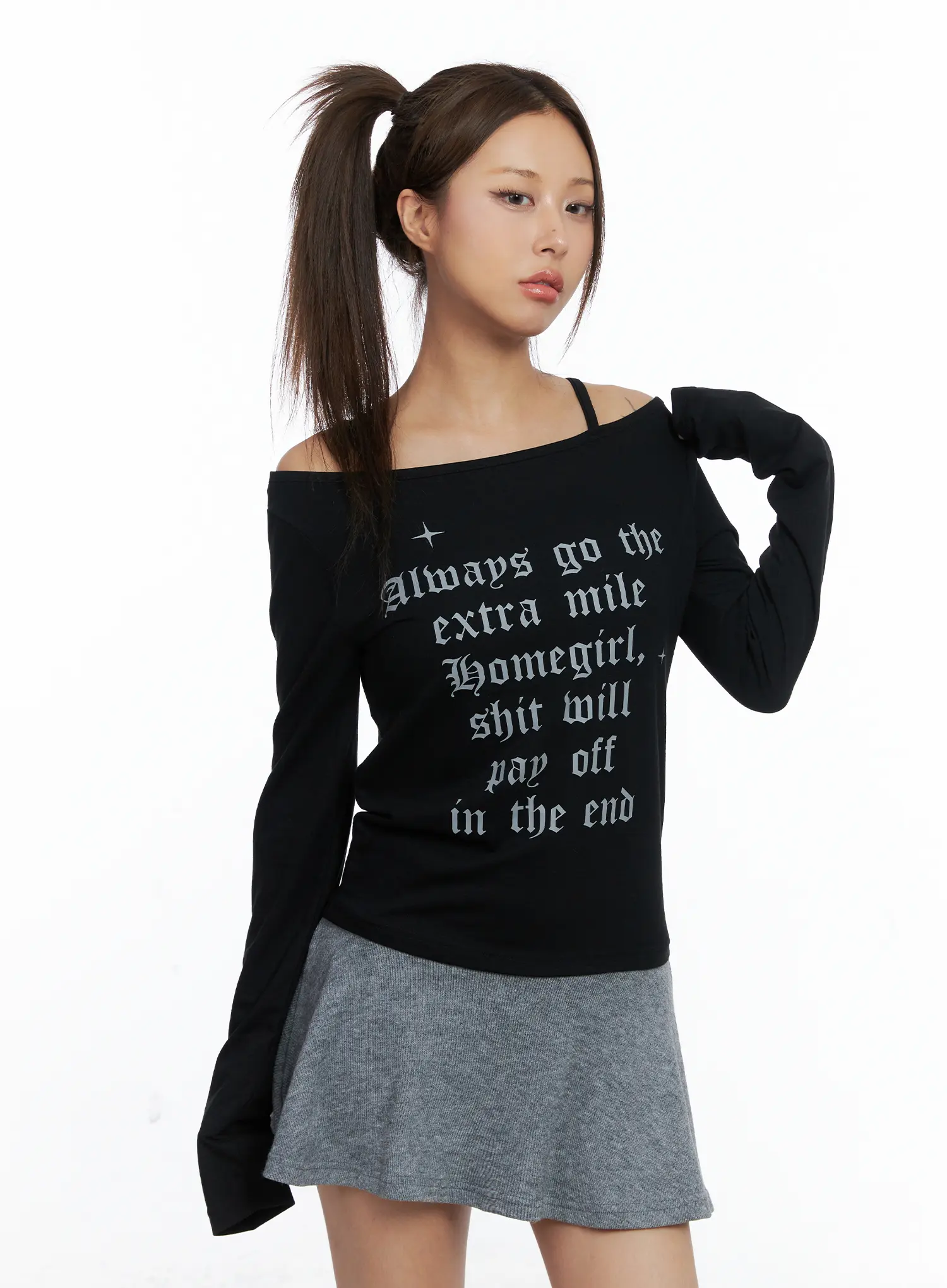 Graphic Off-Shoulder Long Sleeve Top CS505 - Image 6