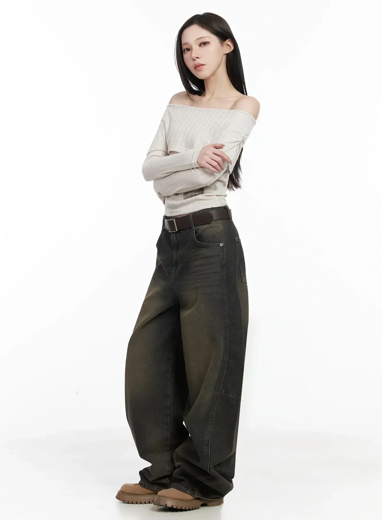 Graphic Off-Shoulder Long Sleeve Top IJ528 - Image 5