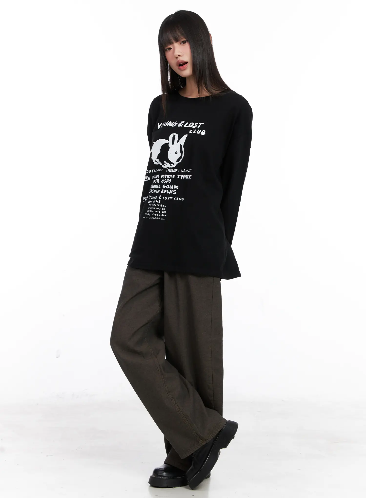 Graphic Oversized Long Sleeve Tee CN521 - Image 2
